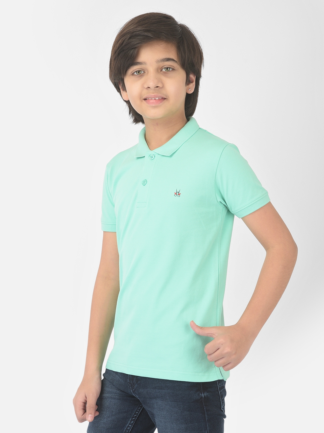 Crimsoune Club | Crimsoune Club Boy Mint Green Solid Polo T-shirt 2