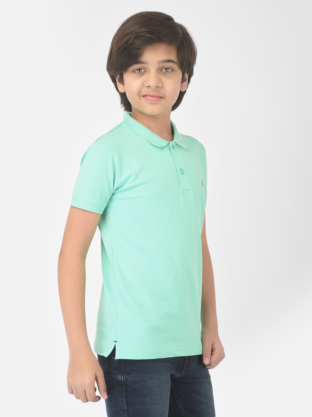 Crimsoune Club | Crimsoune Club Boy Mint Green Solid Polo T-shirt 3