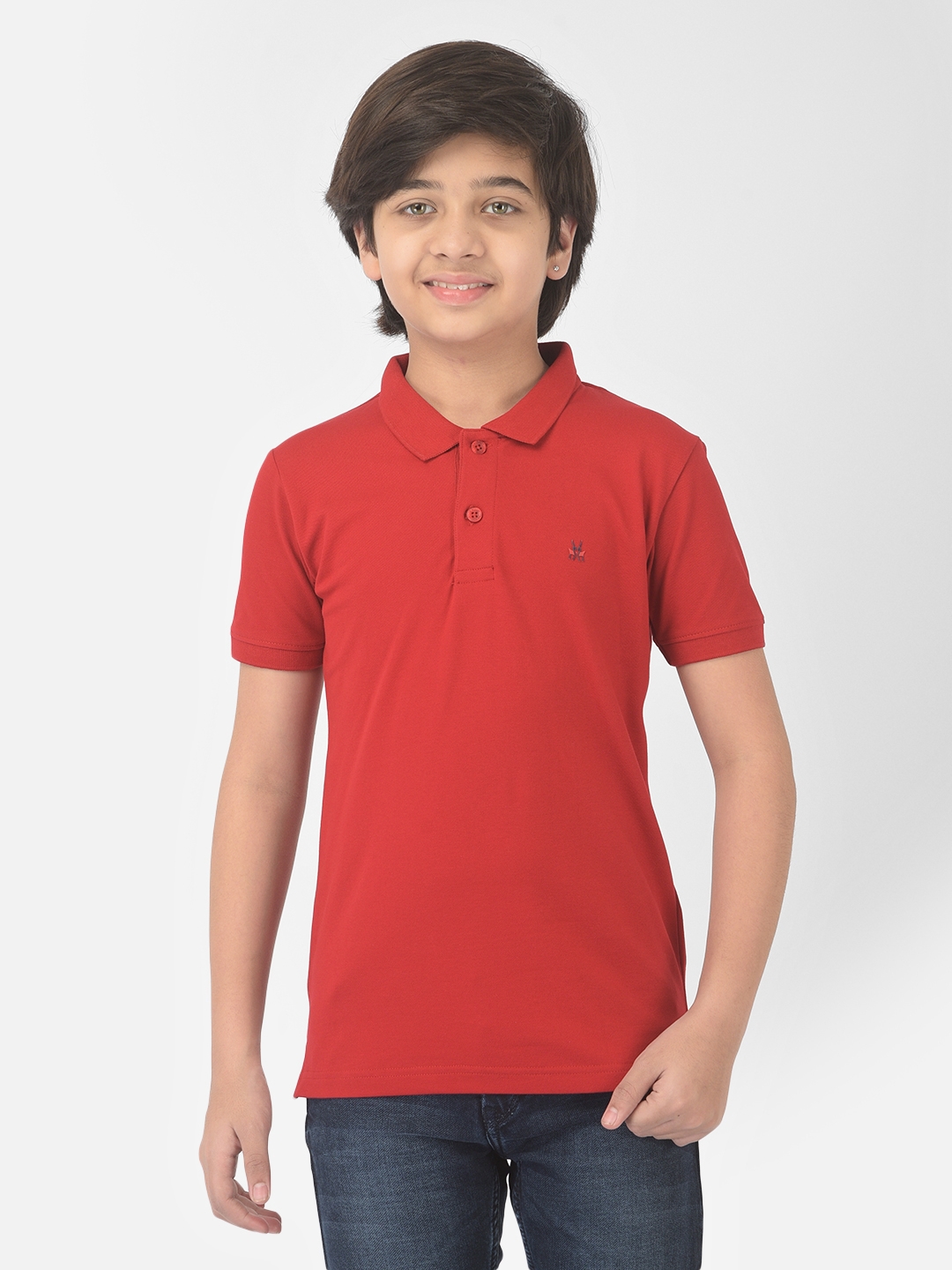 Crimsoune Club | Crimsoune Club Boy Red Solid Polo T-shirt 0