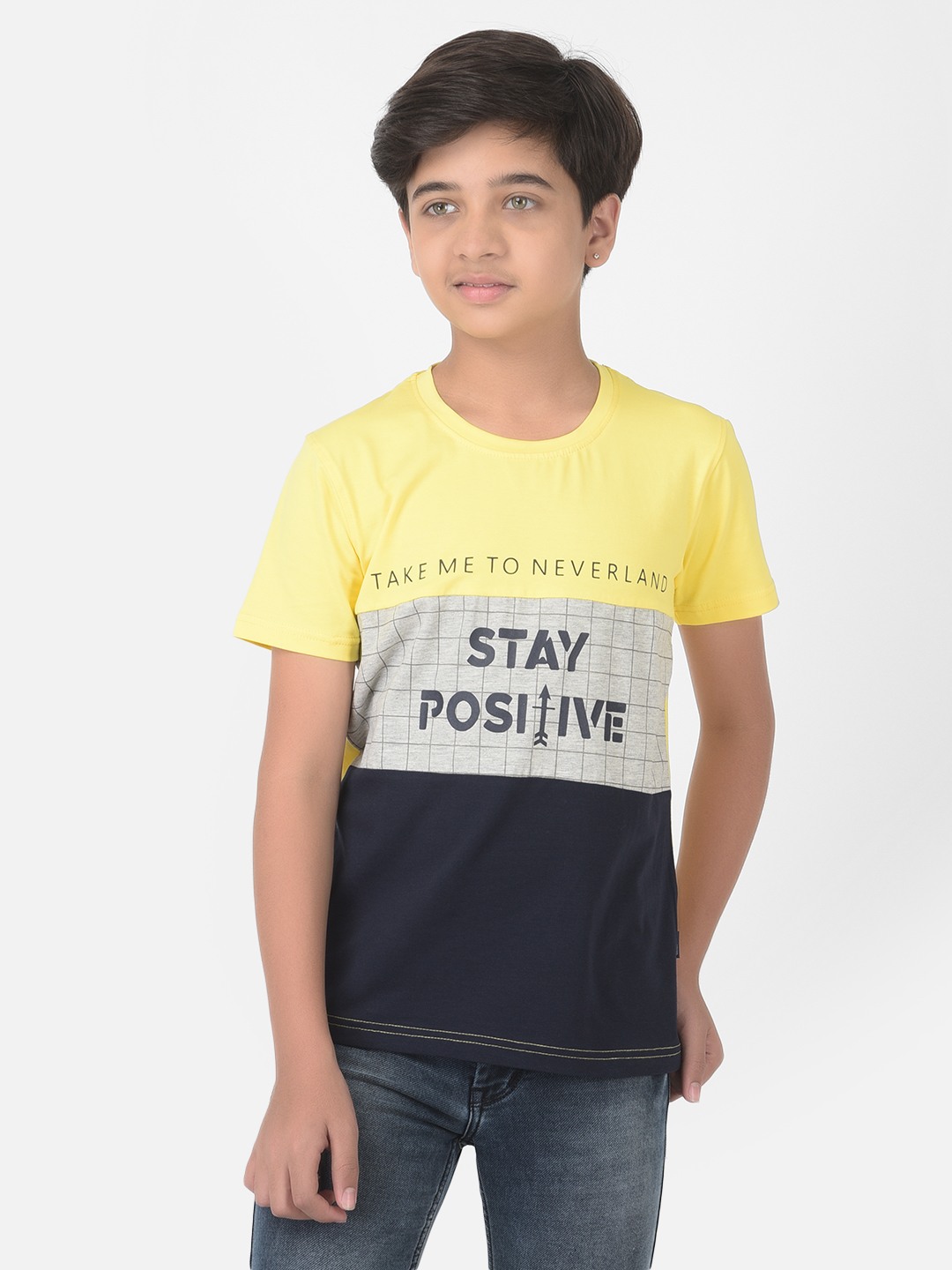 Crimsoune Club Boy Multi-Color Colourblocked Round Neck T-shirt