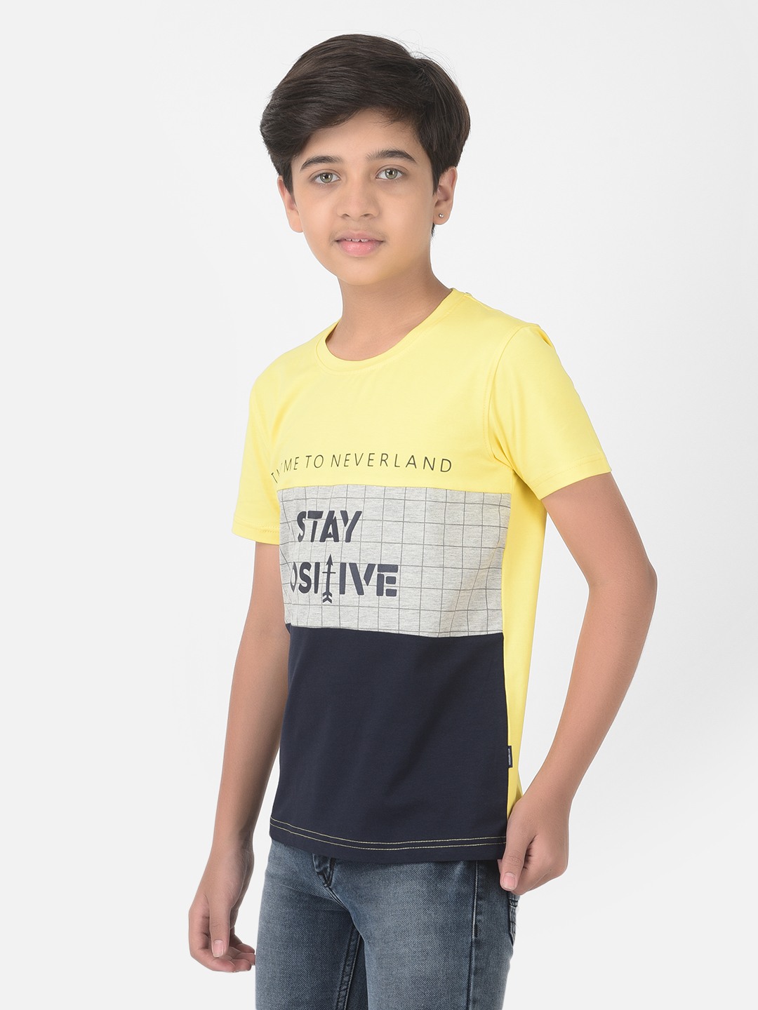 Crimsoune Club Boy Multi-Color Colourblocked Round Neck T-shirt