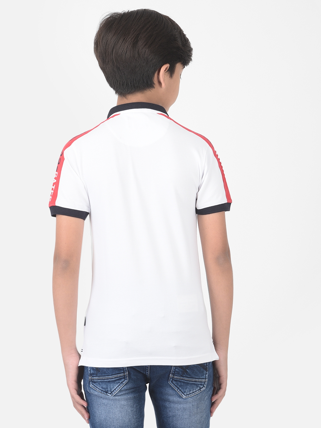 Crimsoune Club | Crimsoune Club Boy White Printed Polo T-shirt 1