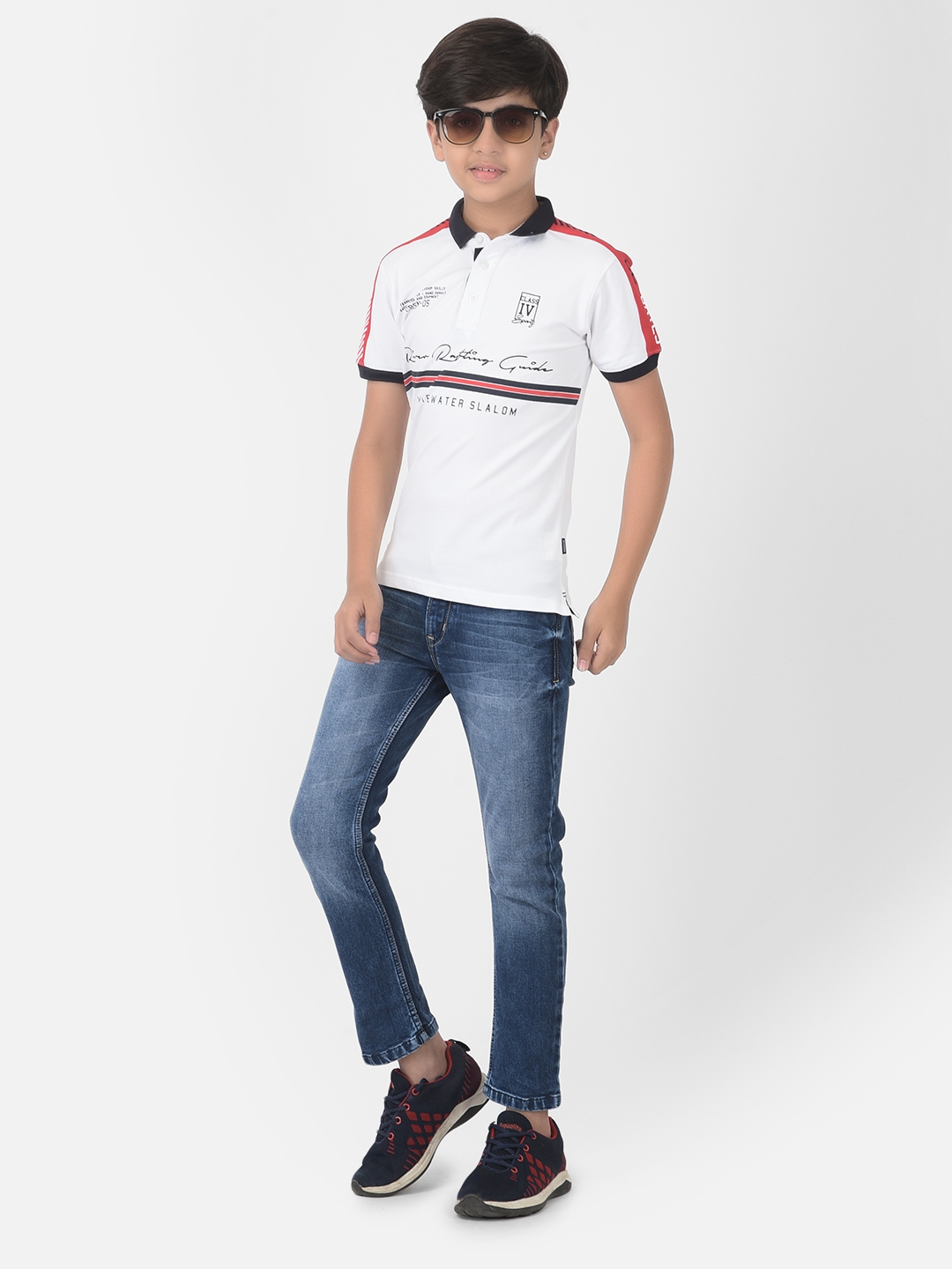Crimsoune Club | Crimsoune Club Boy White Printed Polo T-shirt 4