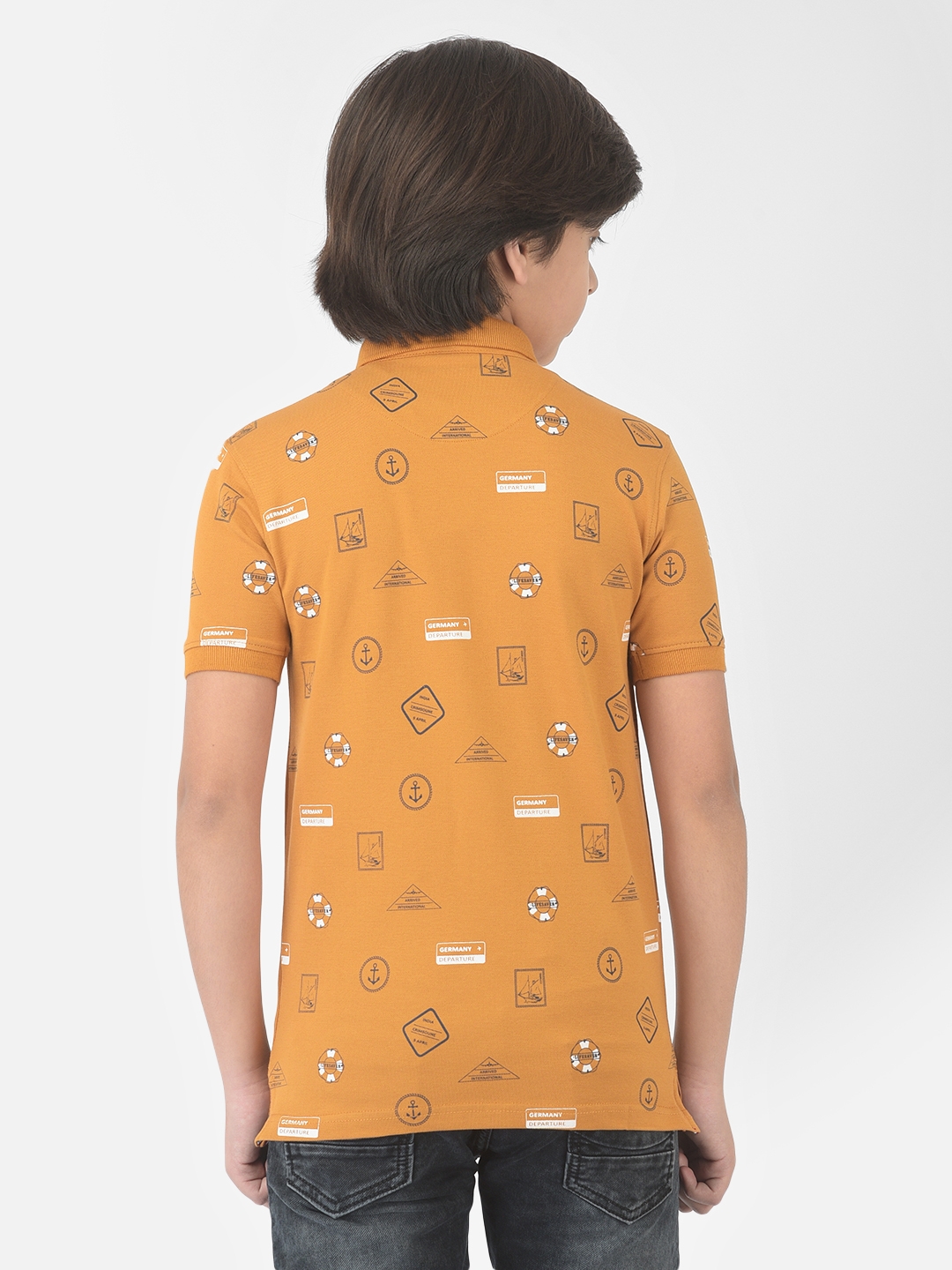 Crimsoune Club | Crimsoune Club Boy Mustard Printed Polo T-shirt 1