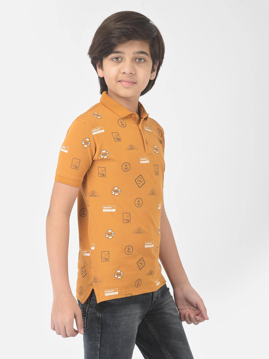 Crimsoune Club | Crimsoune Club Boy Mustard Printed Polo T-shirt 2