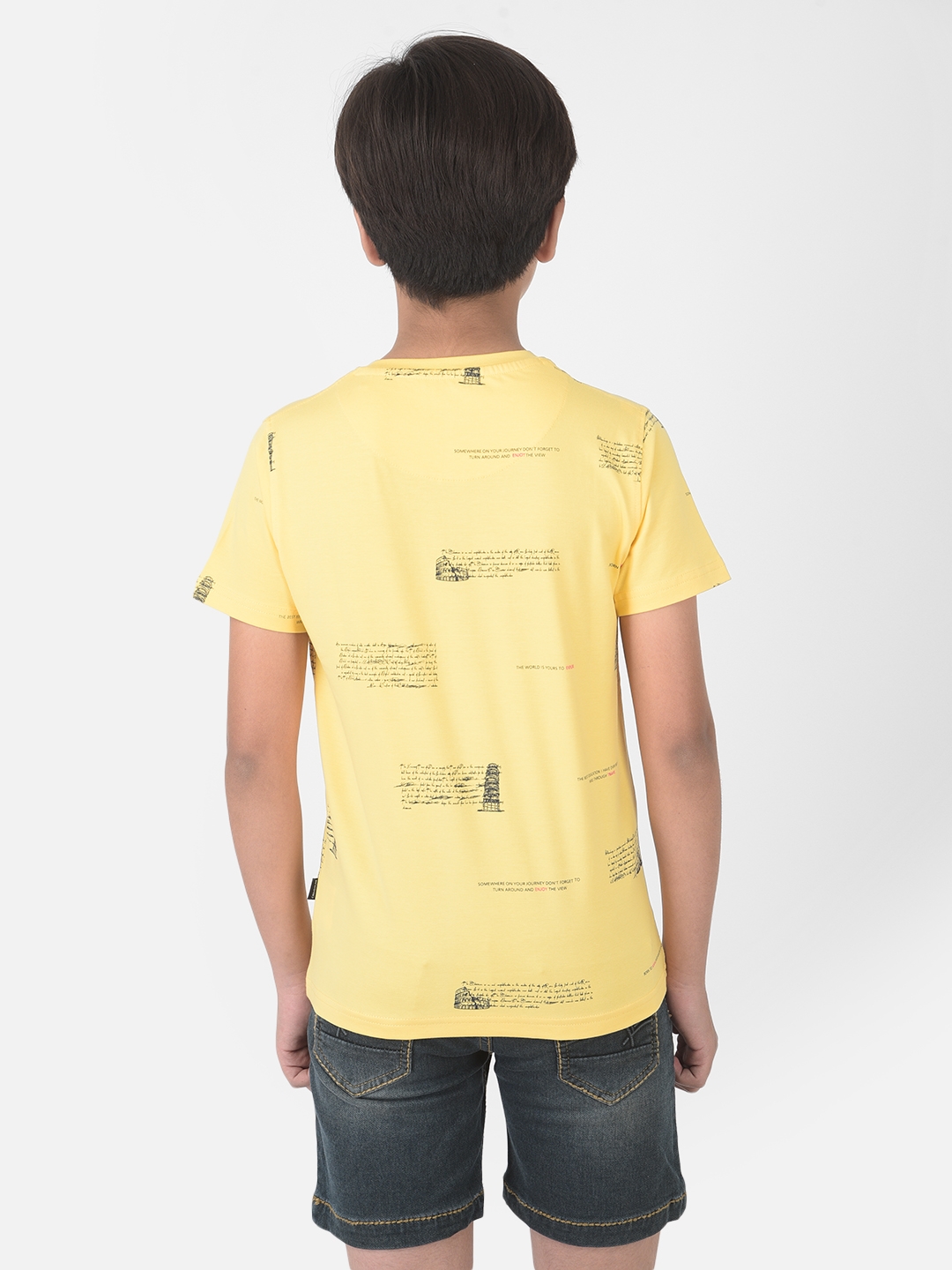 Crimsoune Club | Crimsoune Club Boy Yellow Printed Round Neck T-shirt 1