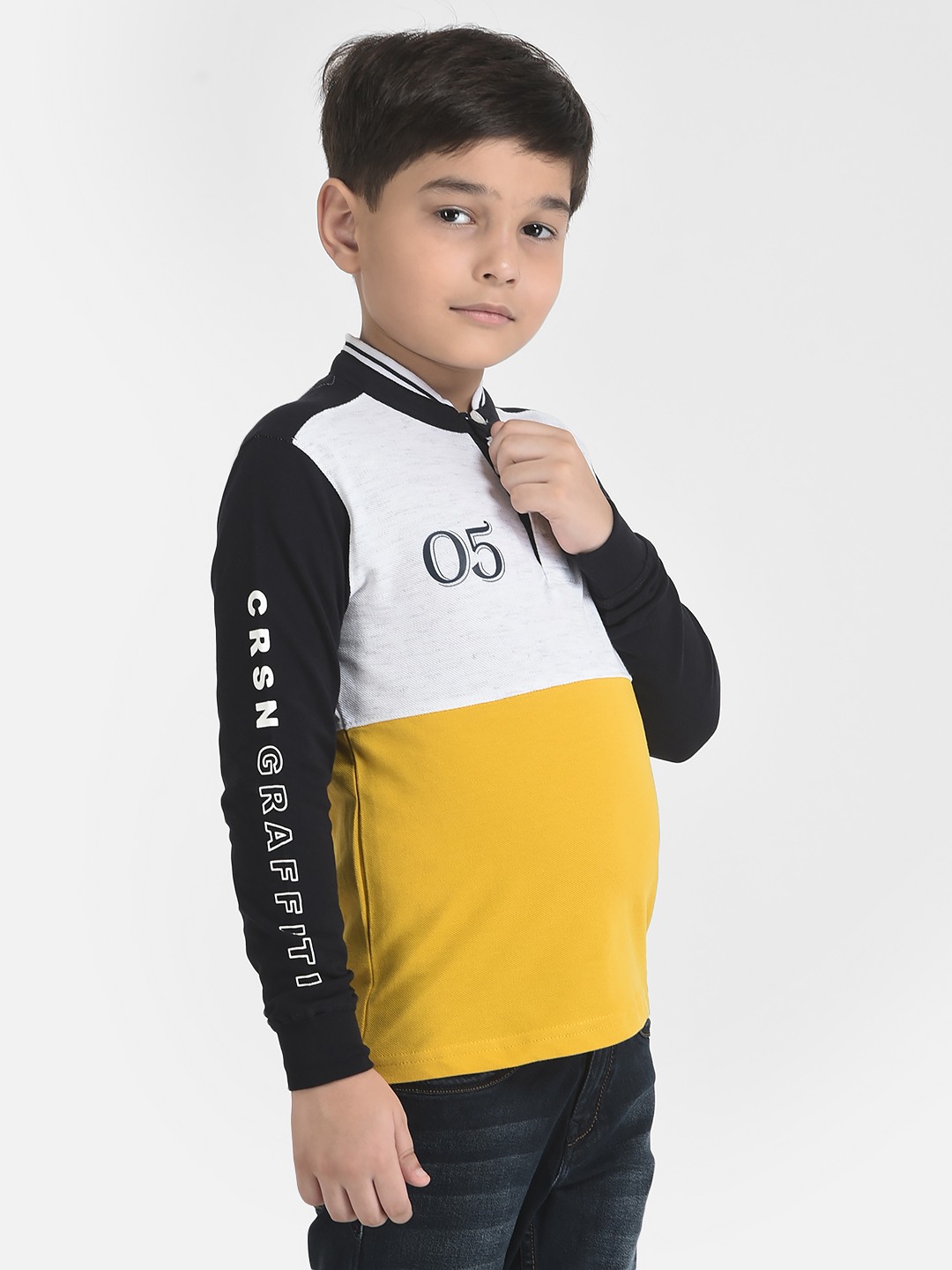 Crimsoune Club Boy Colour-Blocked Long Sleeved T-Shirt