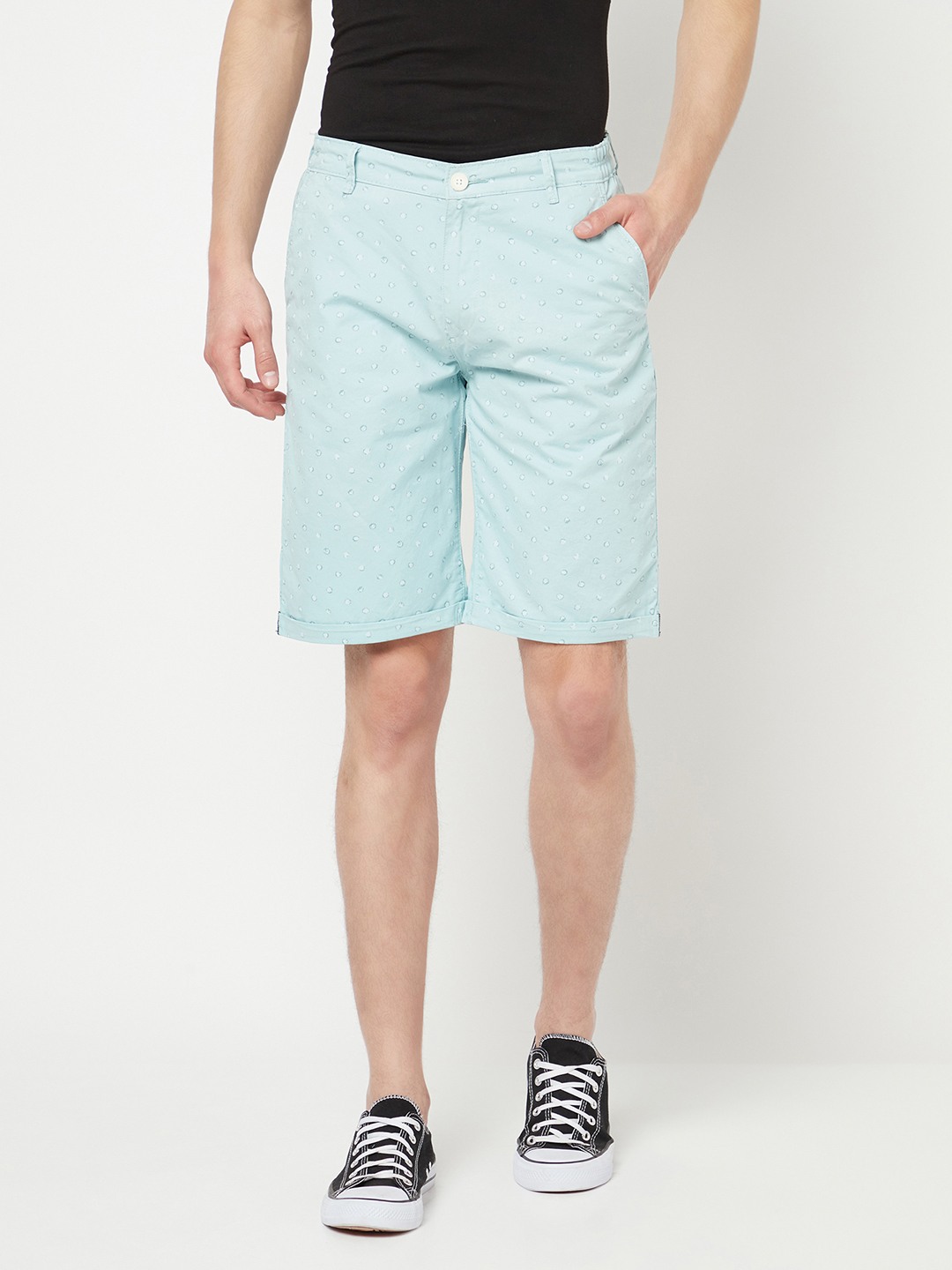 Crimsoune Club Men Mint Green Printed Shorts