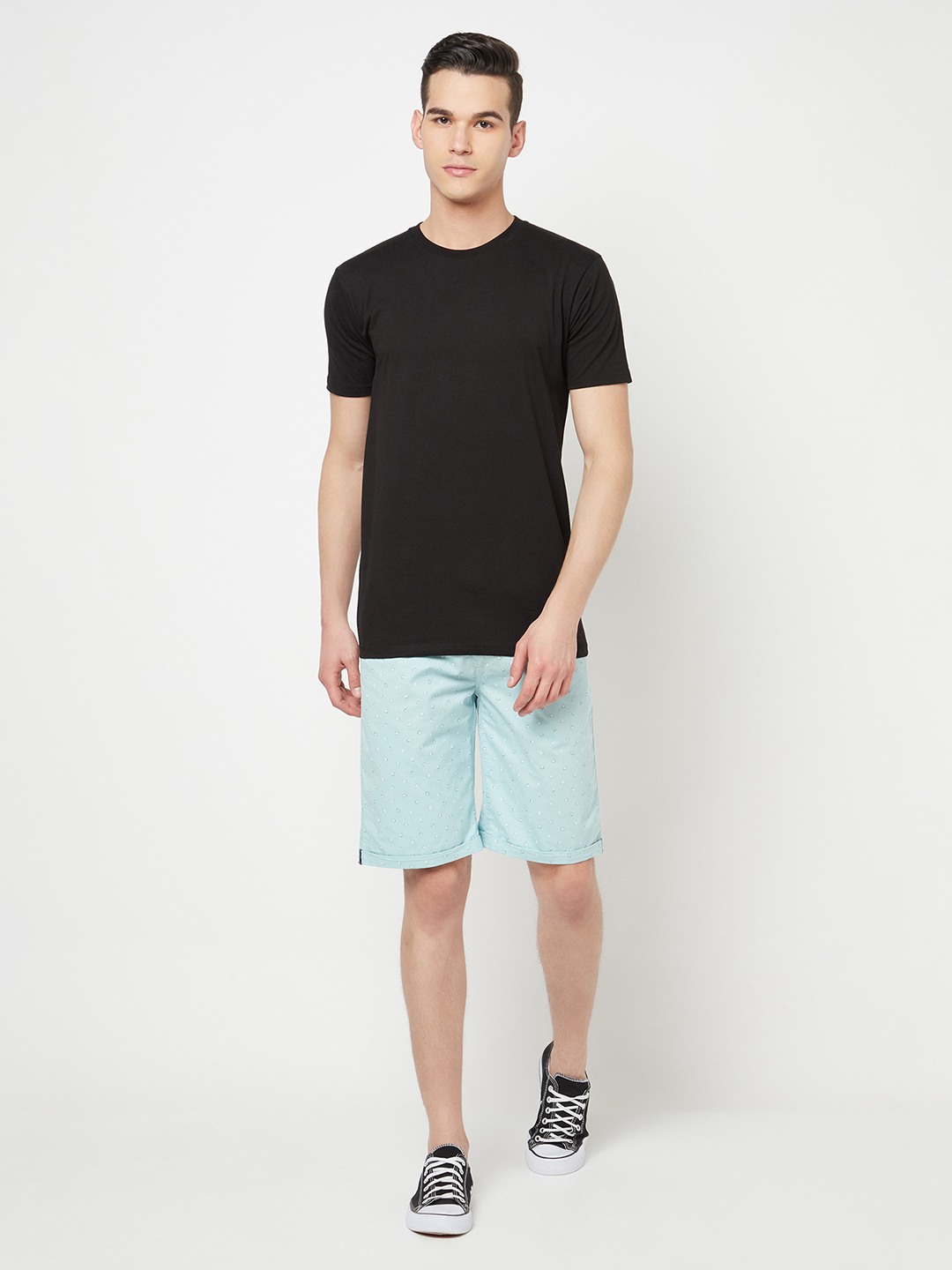 Crimsoune Club Men Mint Green Printed Shorts