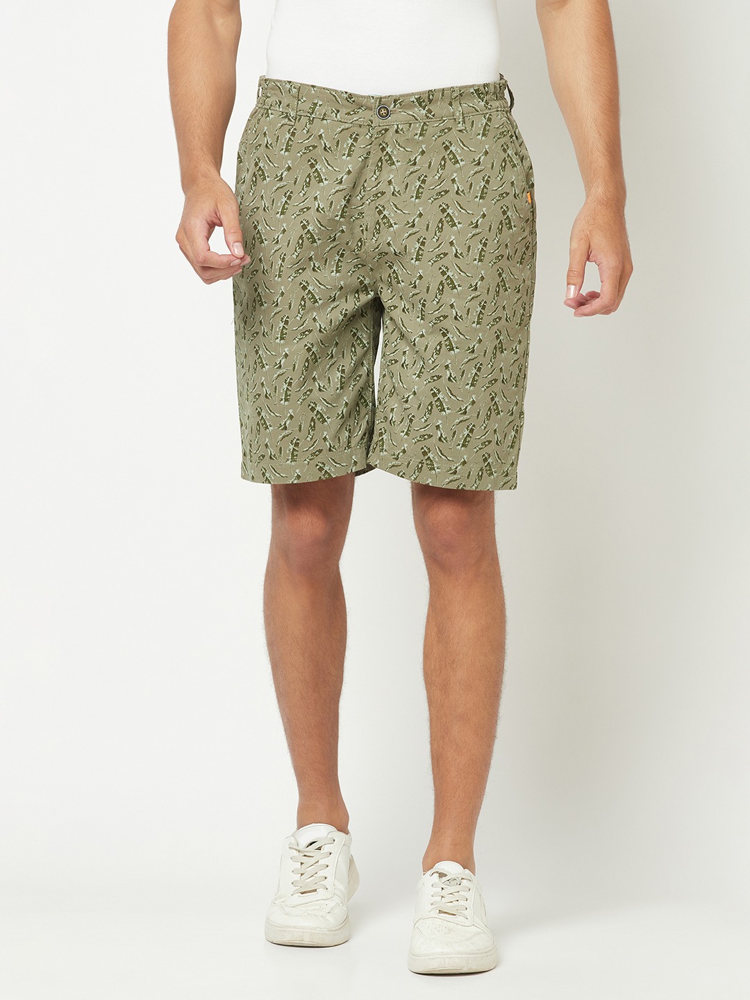Crimsoune Club Mens Olive Abstract Print Chino Shorts