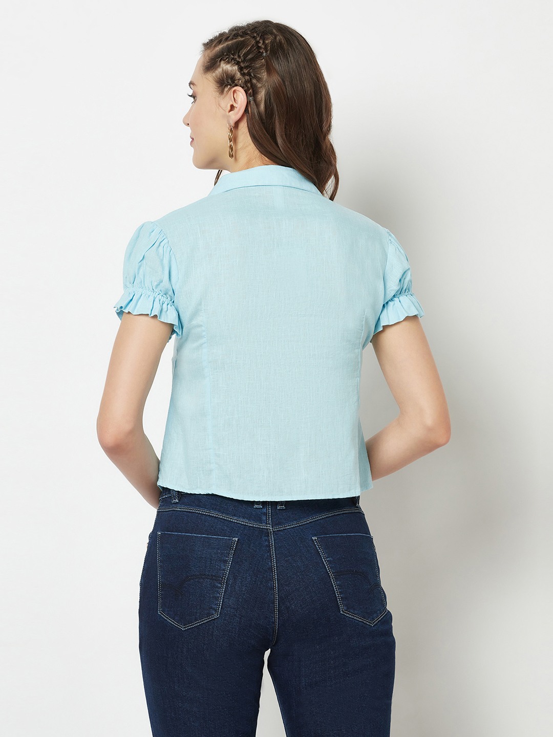 Crimsoune Club Women Blue Scrunched Top