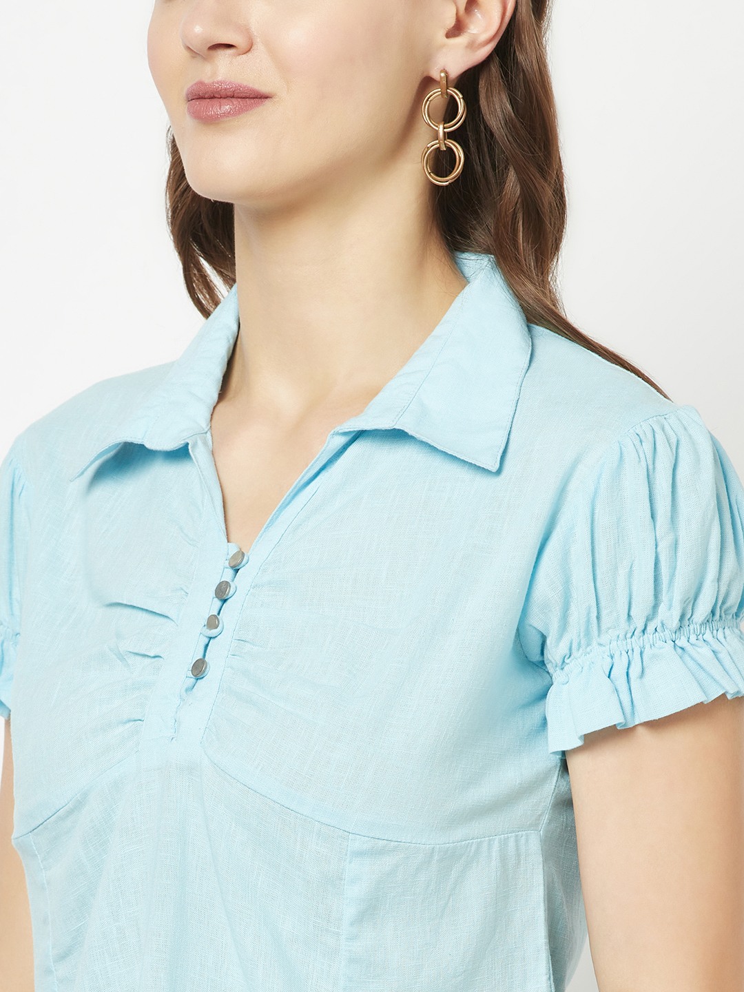 Crimsoune Club Women Blue Scrunched Top