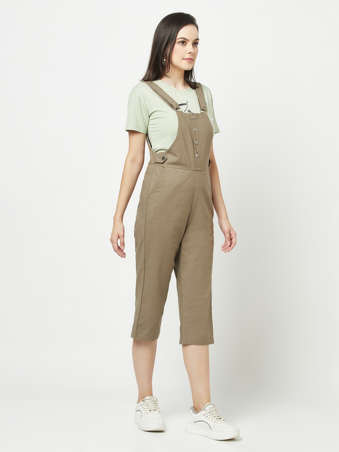 Crimsoune Club Women Olive Green Dungaree