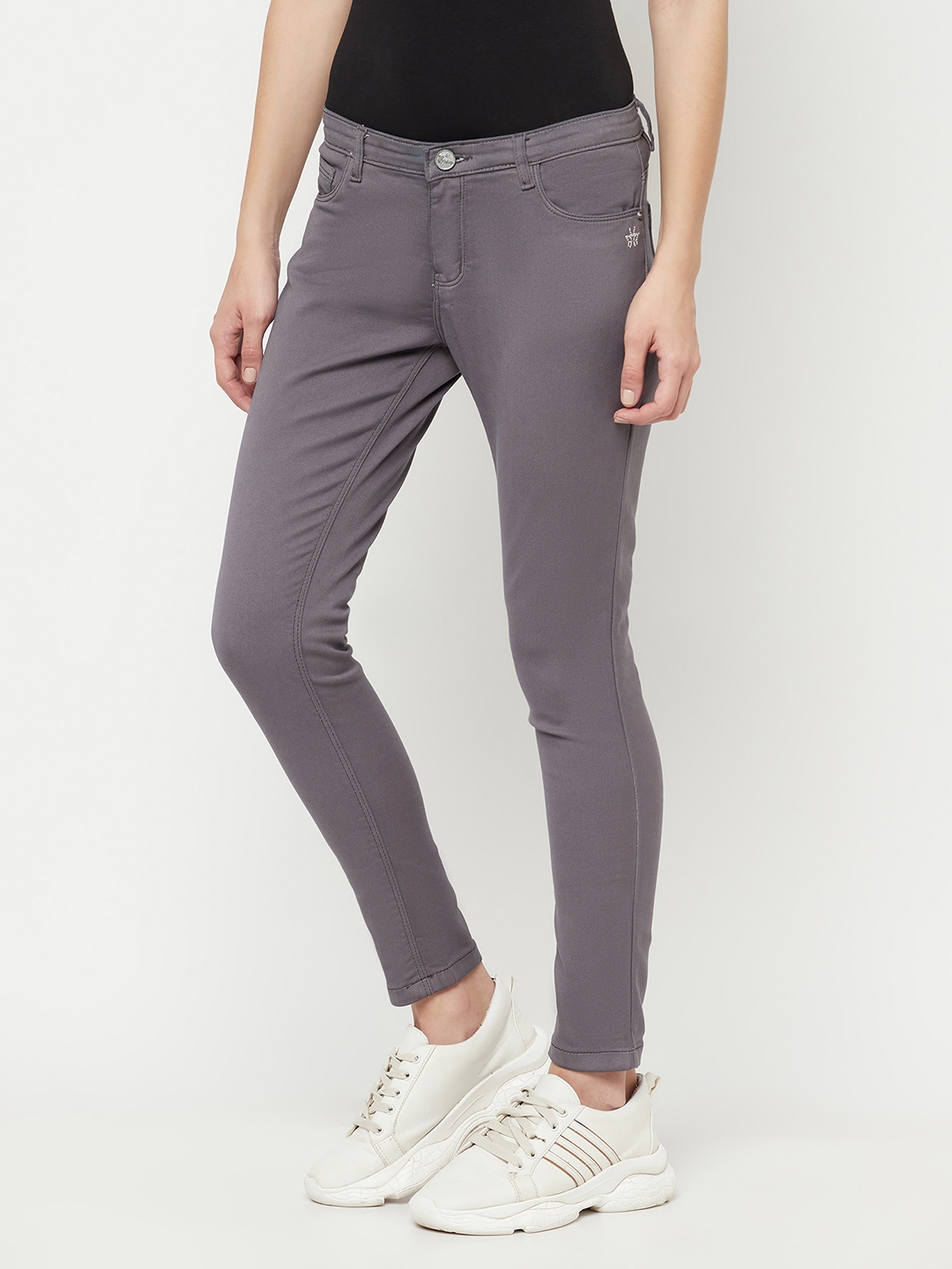 Crimsoune Club | Crimsoune Club Women Grey Solid Jeans 2