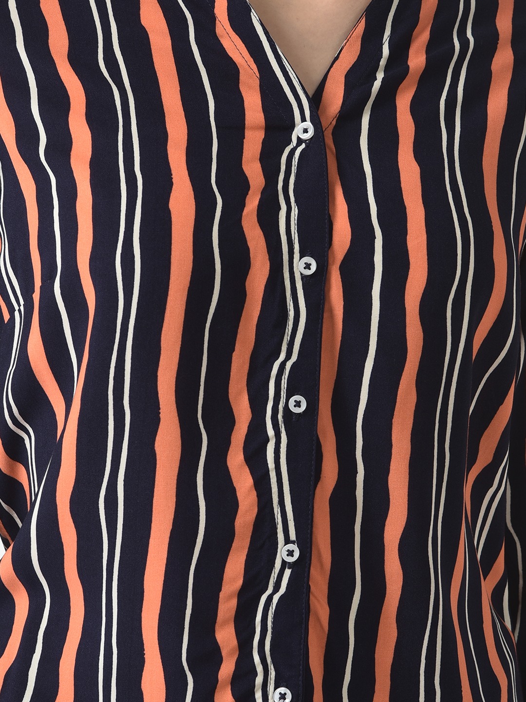 Crimsoune Club Women Multi-Coloured Stripe Shirt