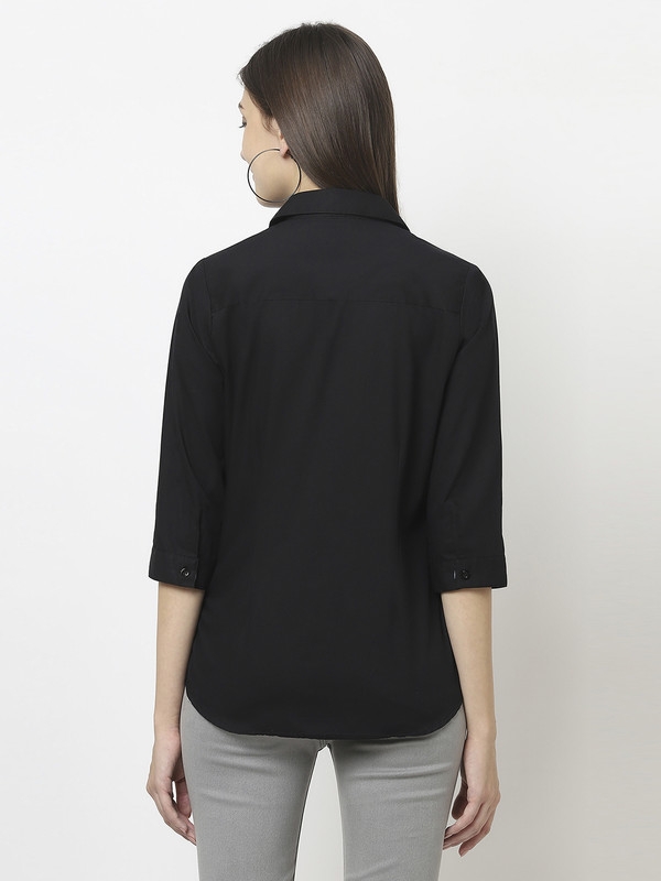 Crimsoune Club | Crimsoune Club Women Black Button-Down Shirt in Cotton Blend  1