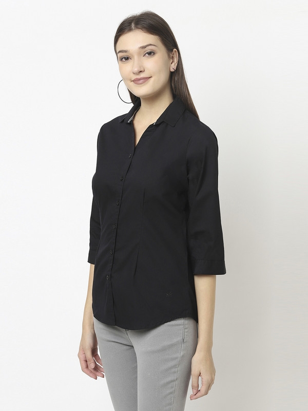 Crimsoune Club | Crimsoune Club Women Black Button-Down Shirt in Cotton Blend  3