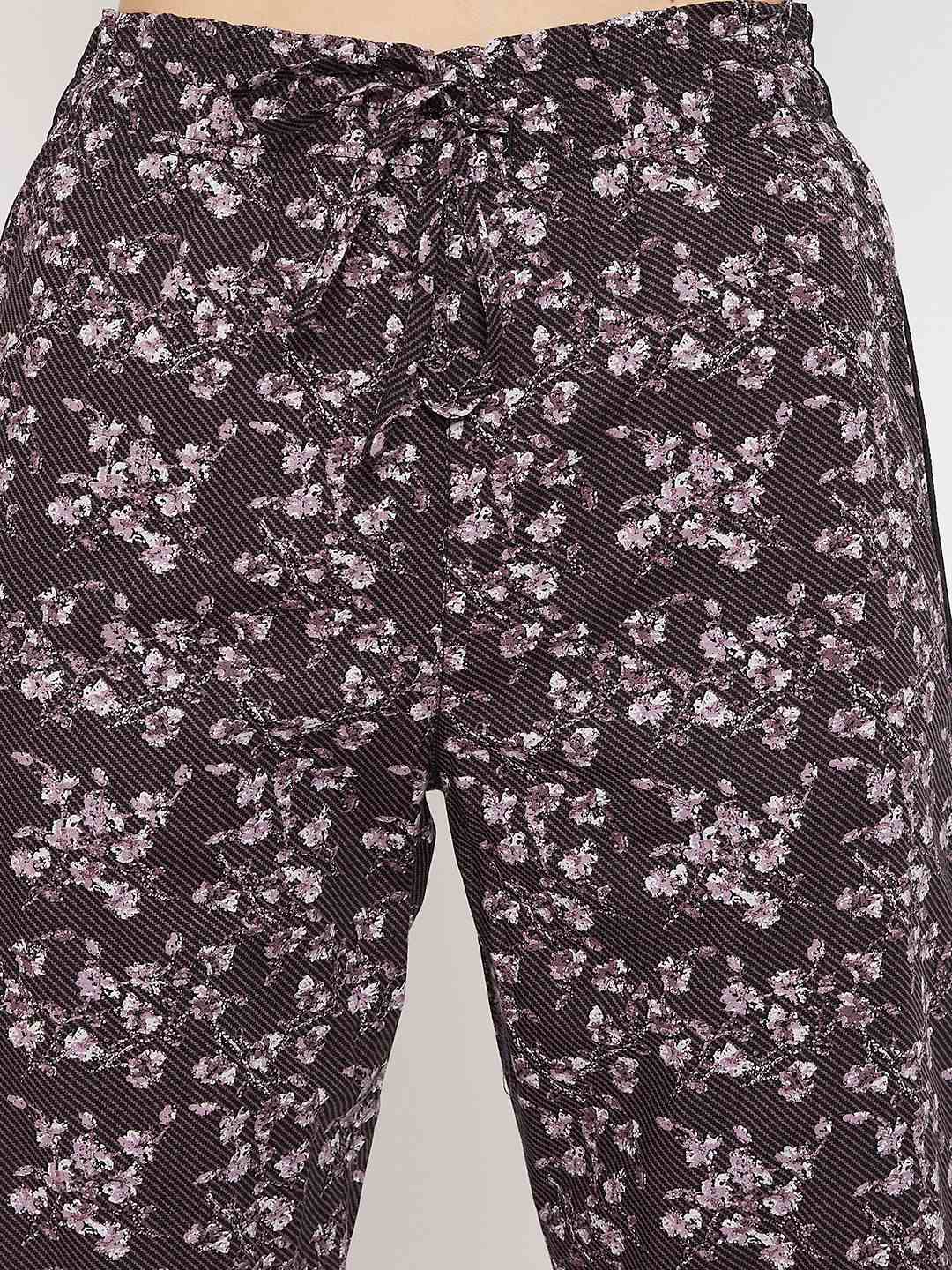 Crimsoune Club Brown Printed Womens Night Suit