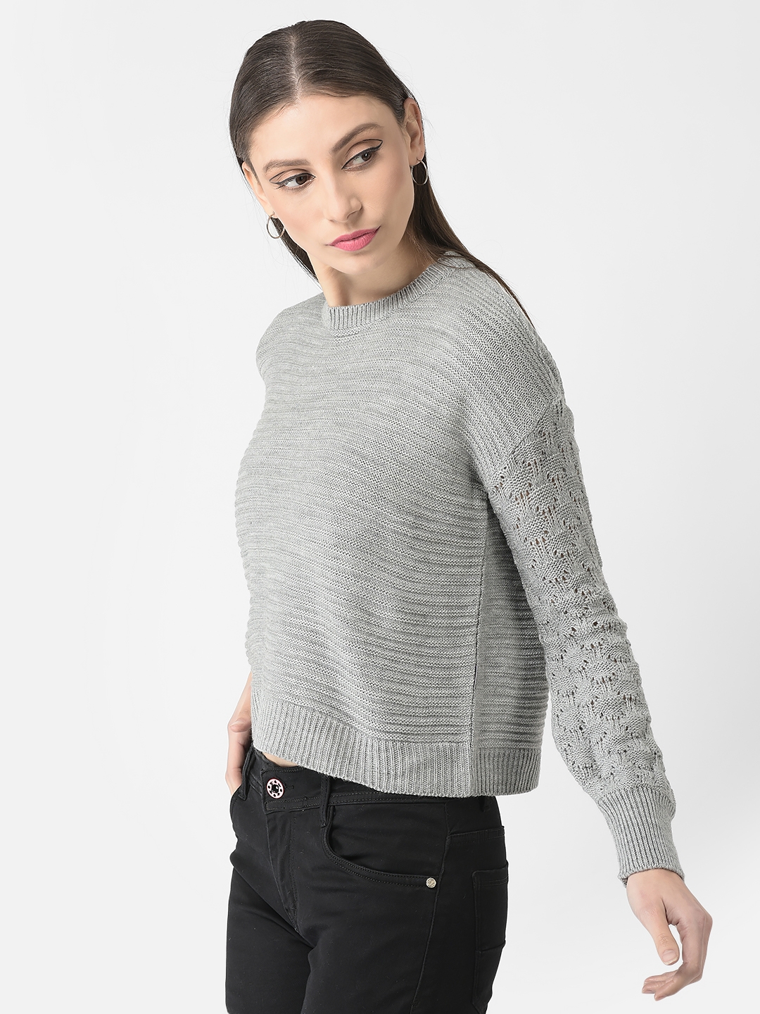 Crimsoune Club | Crimsoune Club Women Minimal Grey Sweater 2