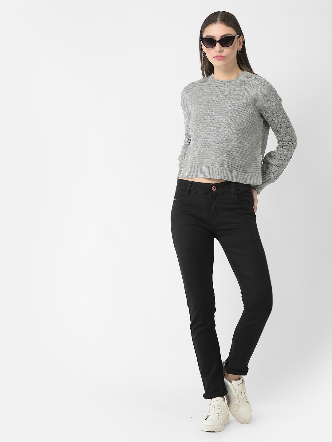Crimsoune Club | Crimsoune Club Women Minimal Grey Sweater 4