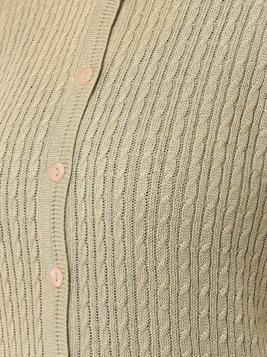 Crimsoune Club Women Beige Embroidered Cardigan