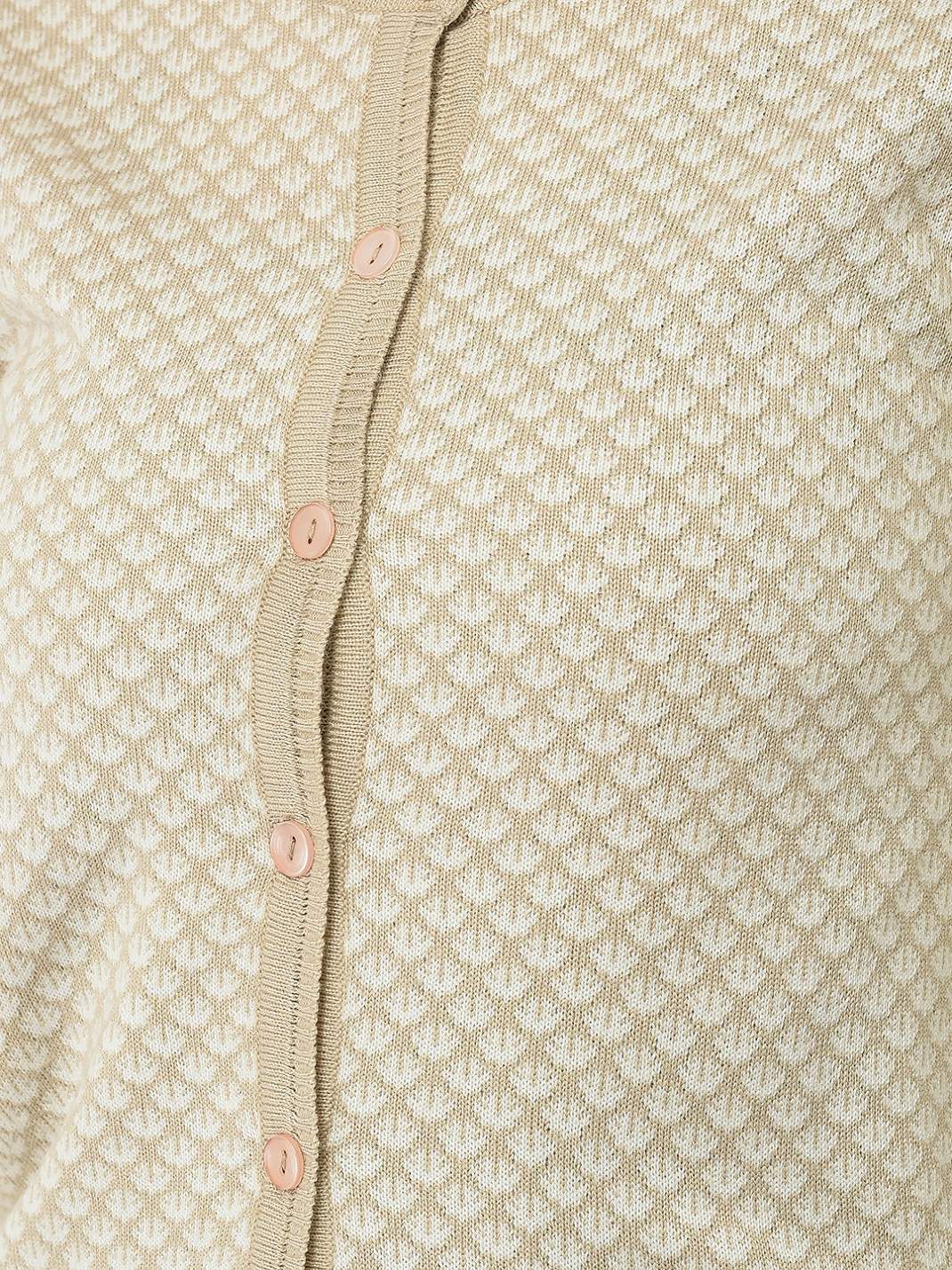 Crimsoune Club Women Beige Abstract Print Cardigan