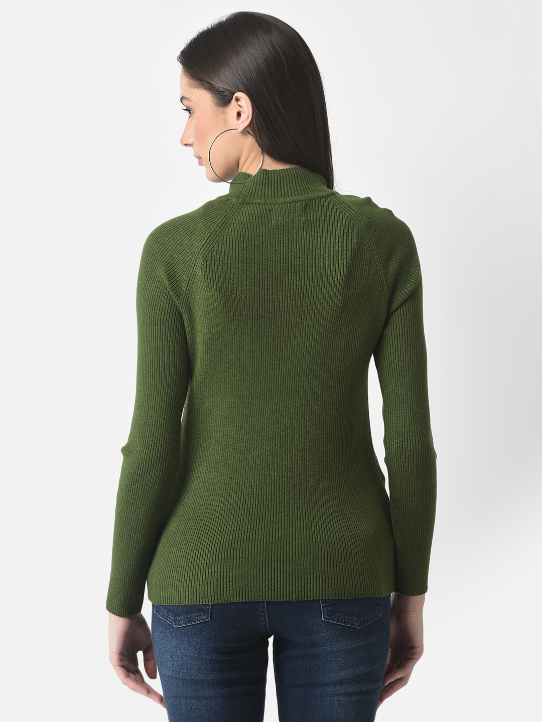 Crimsoune Club | Crimsoune Club Women Fitted Green Sweater 1