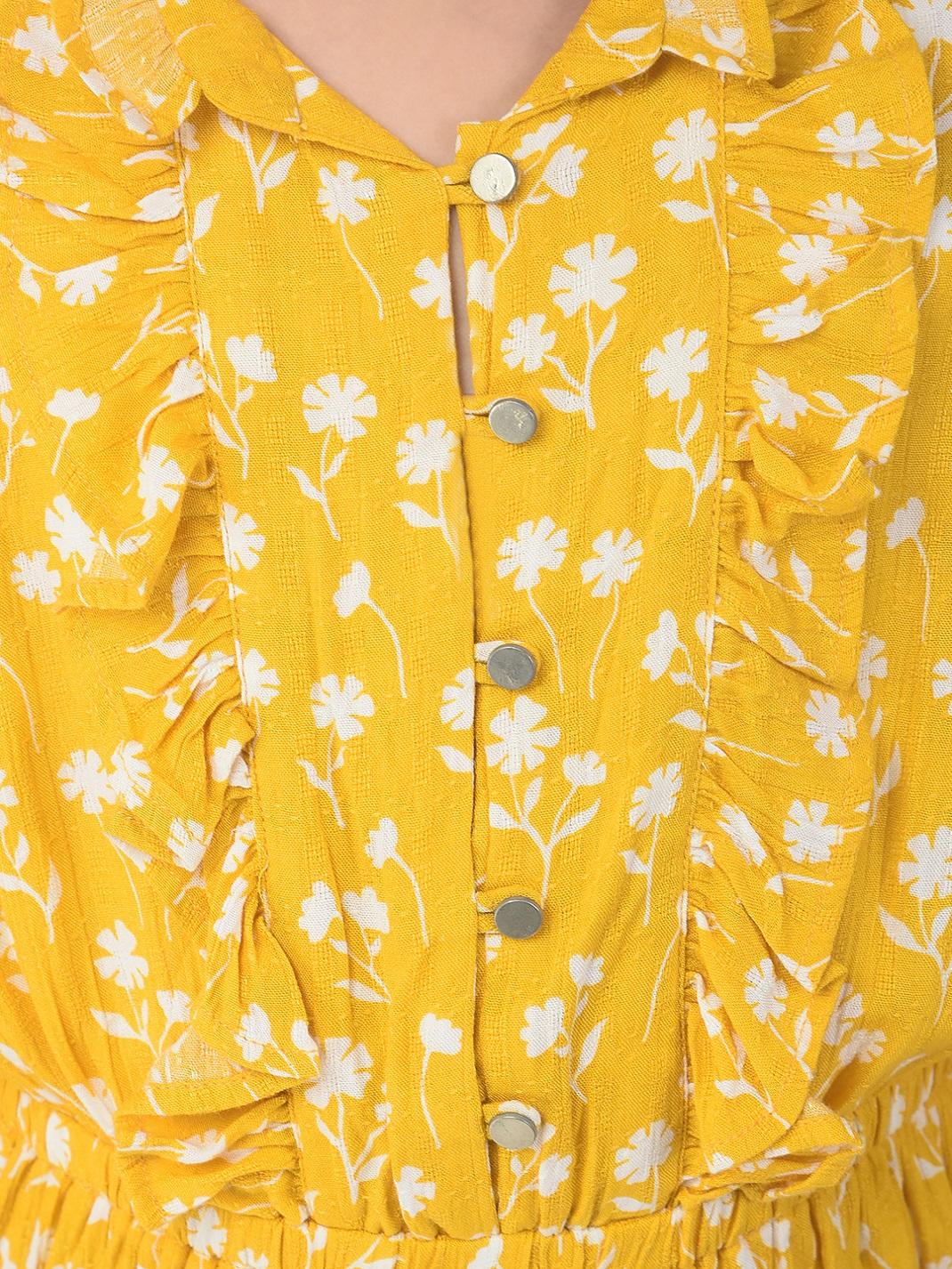Crimsoune Club Girls Yellow Floral Peplum Top