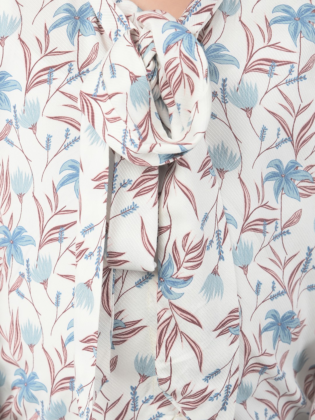 Crimsoune Club Girls White Floral Puff Sleeve Top