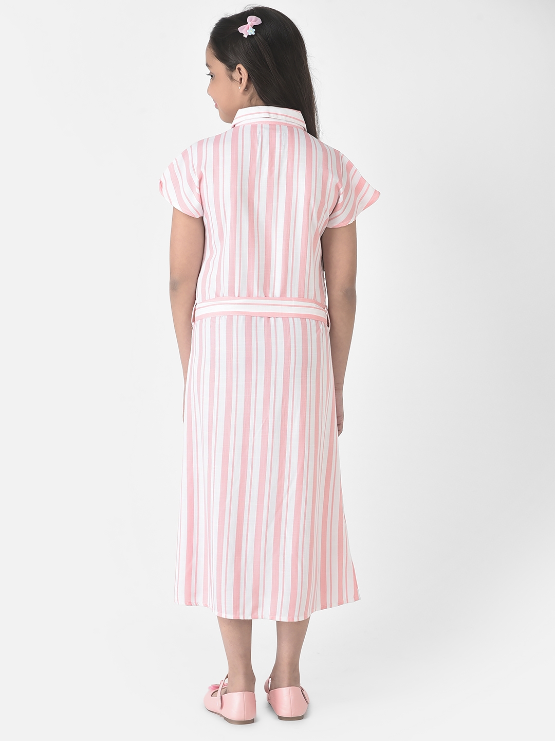 Crimsoune Club | Crimsoune Club Girls Pink Striped Longline Shirt Dress 1