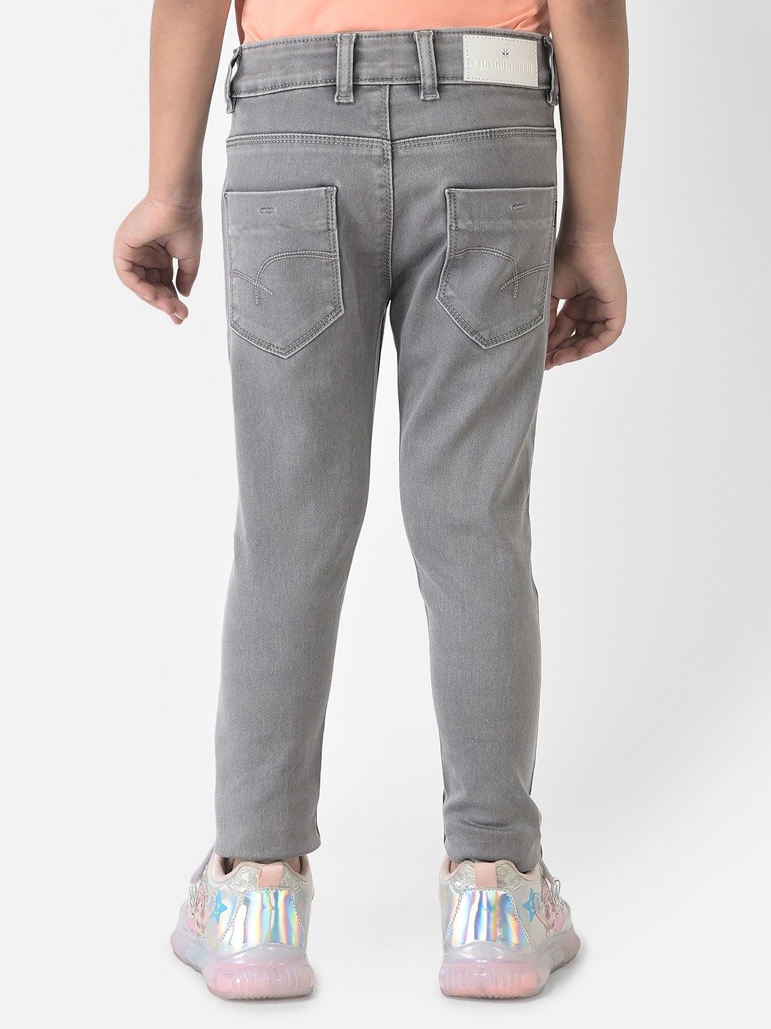 Crimsoune Club Girls Grey Jeans with Logo Detailing 