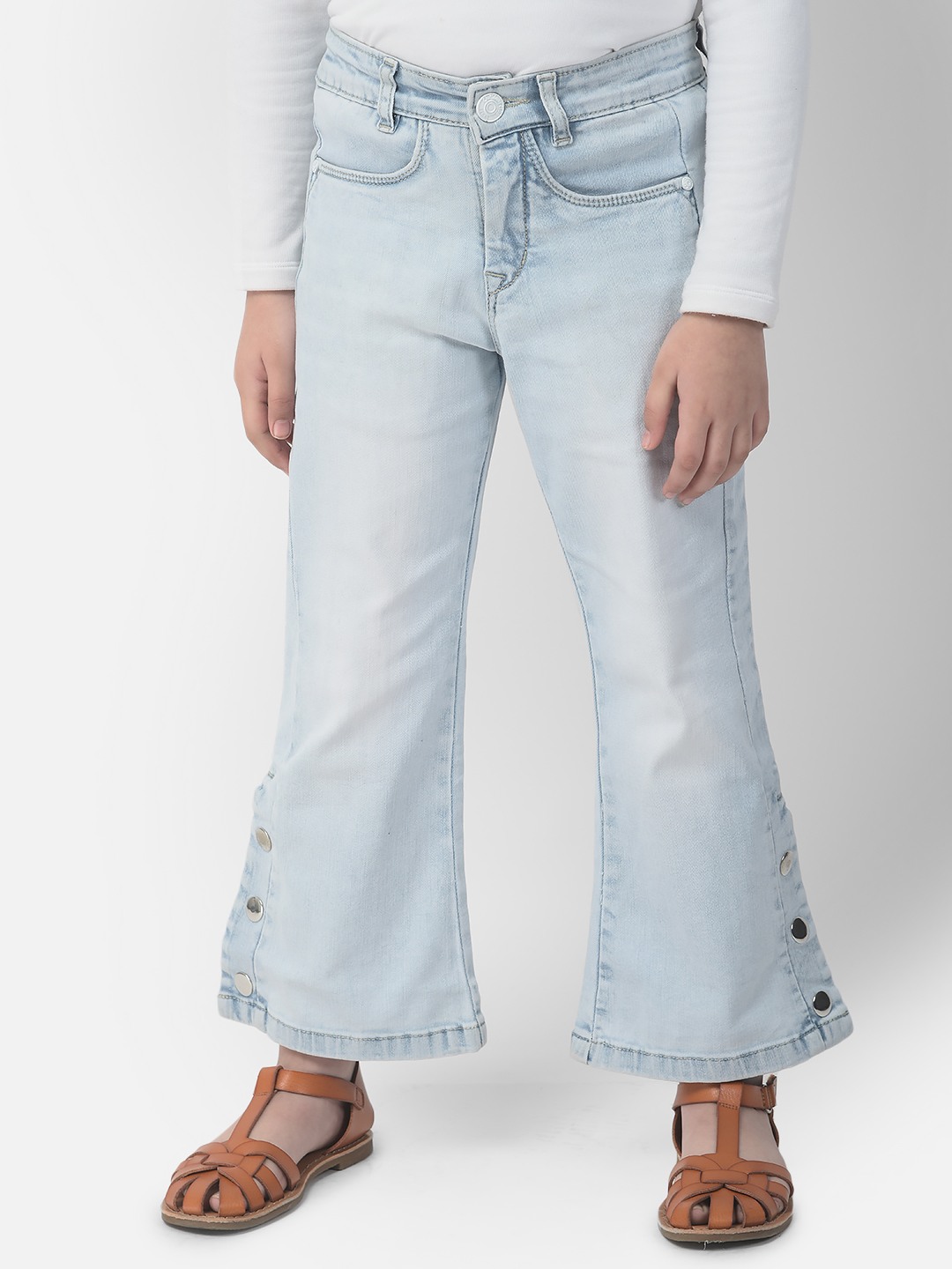 Crimsoune Club Girls Light Blue Boot-Cut Denims