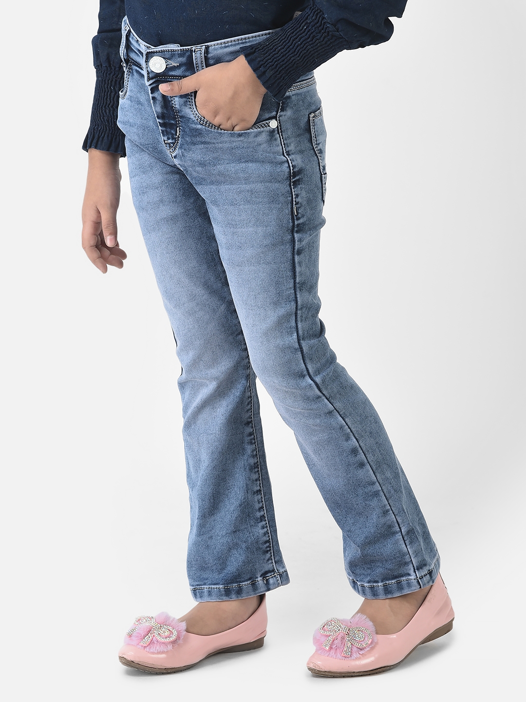 Crimsoune Club | Crimsoune Club Girls Blue Jeans in Boot Cut Fit  2