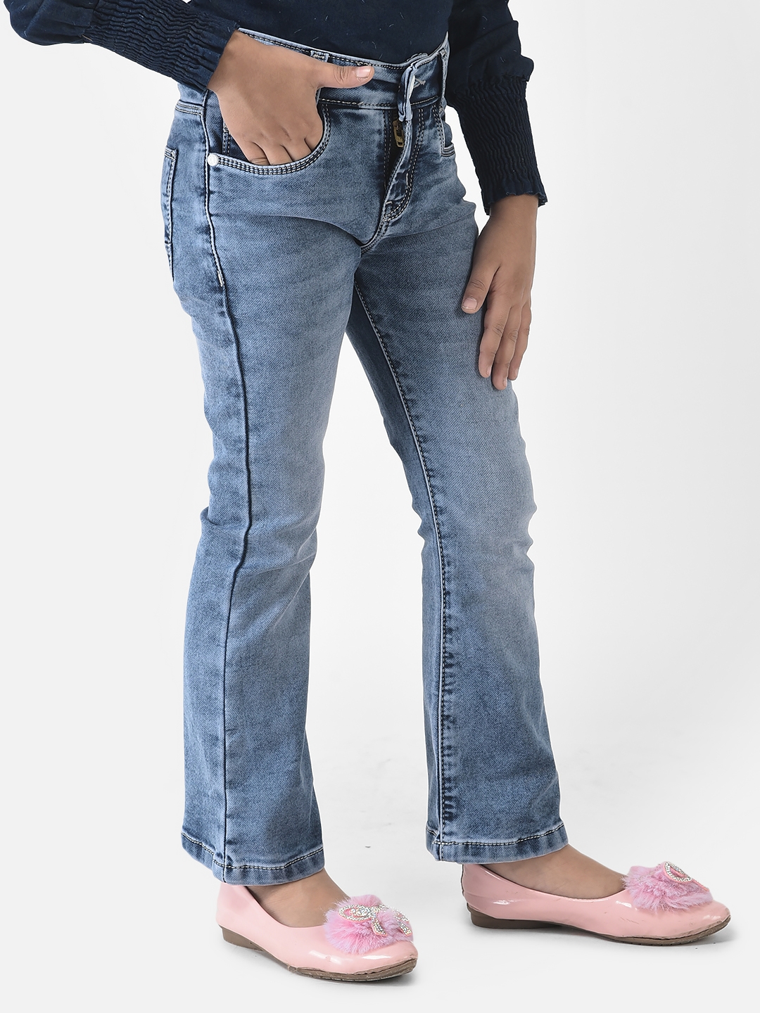 Crimsoune Club | Crimsoune Club Girls Blue Jeans in Boot Cut Fit  3
