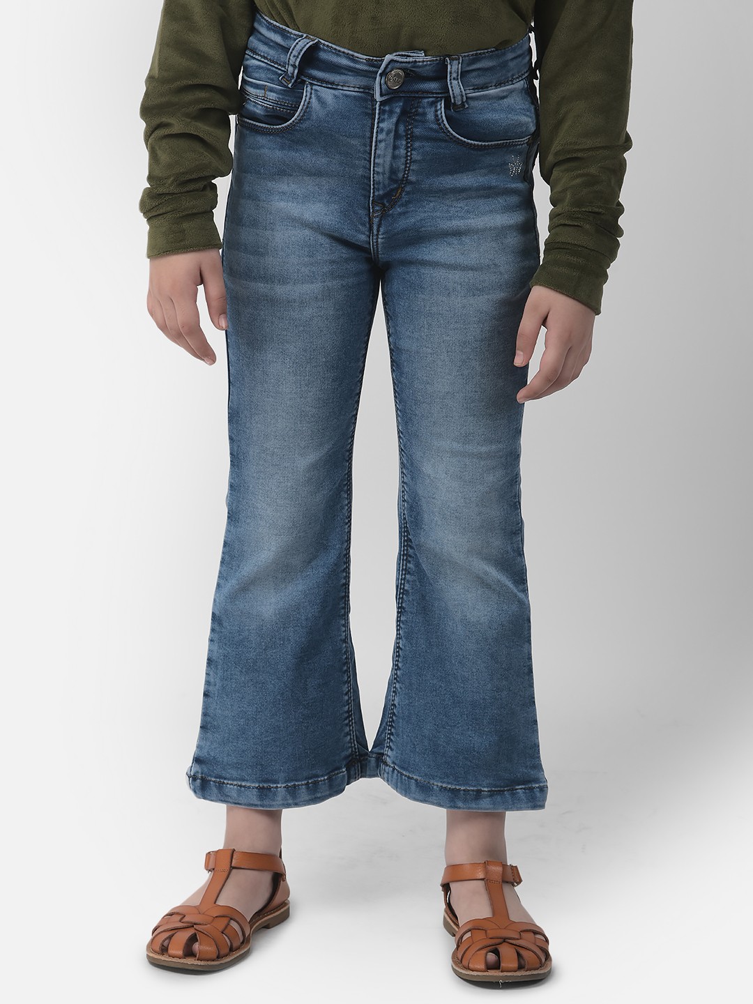 Crimsoune Club Girls Blue Boot-Cut Denims