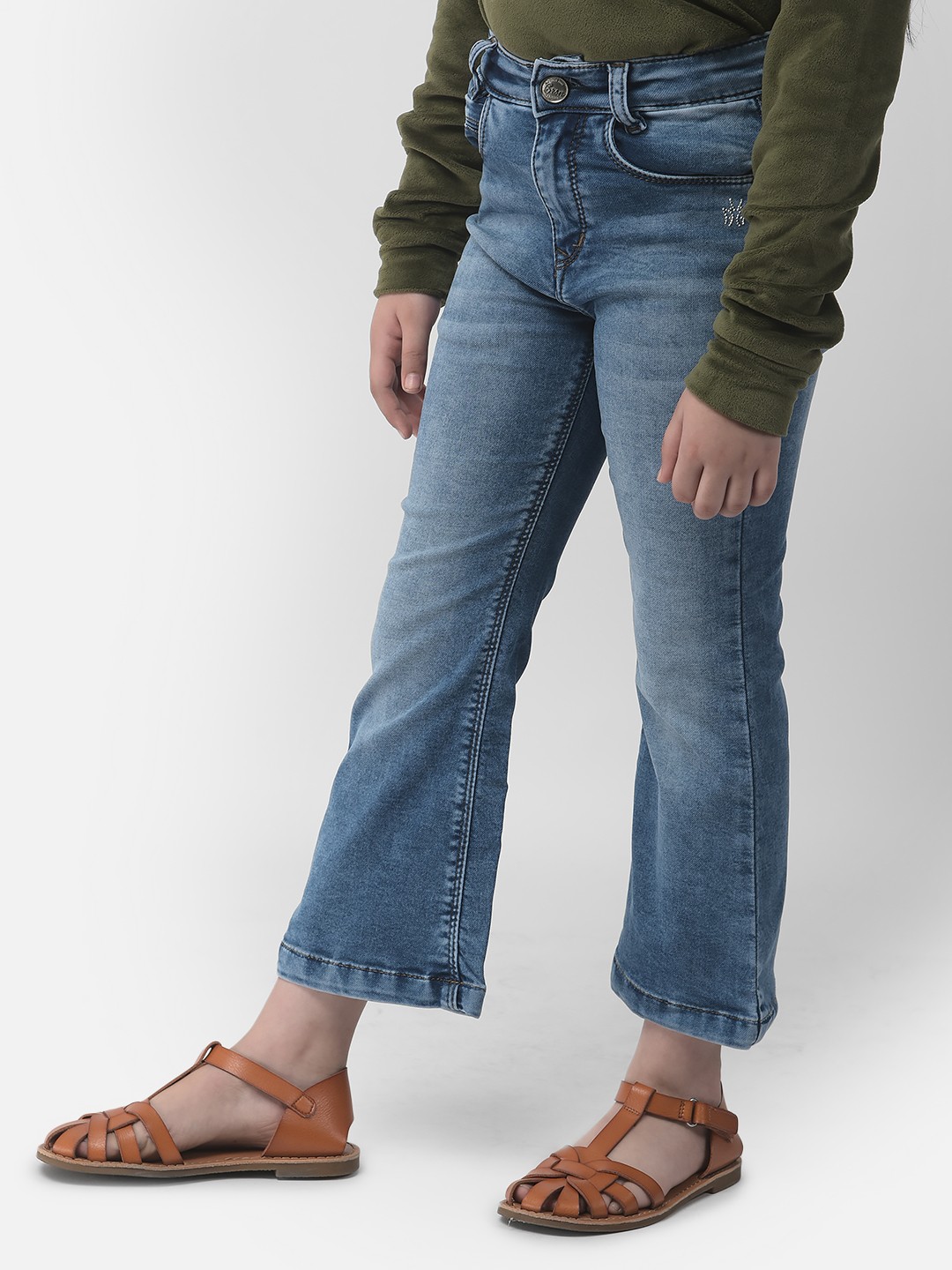 Crimsoune Club Girls Blue Boot-Cut Denims