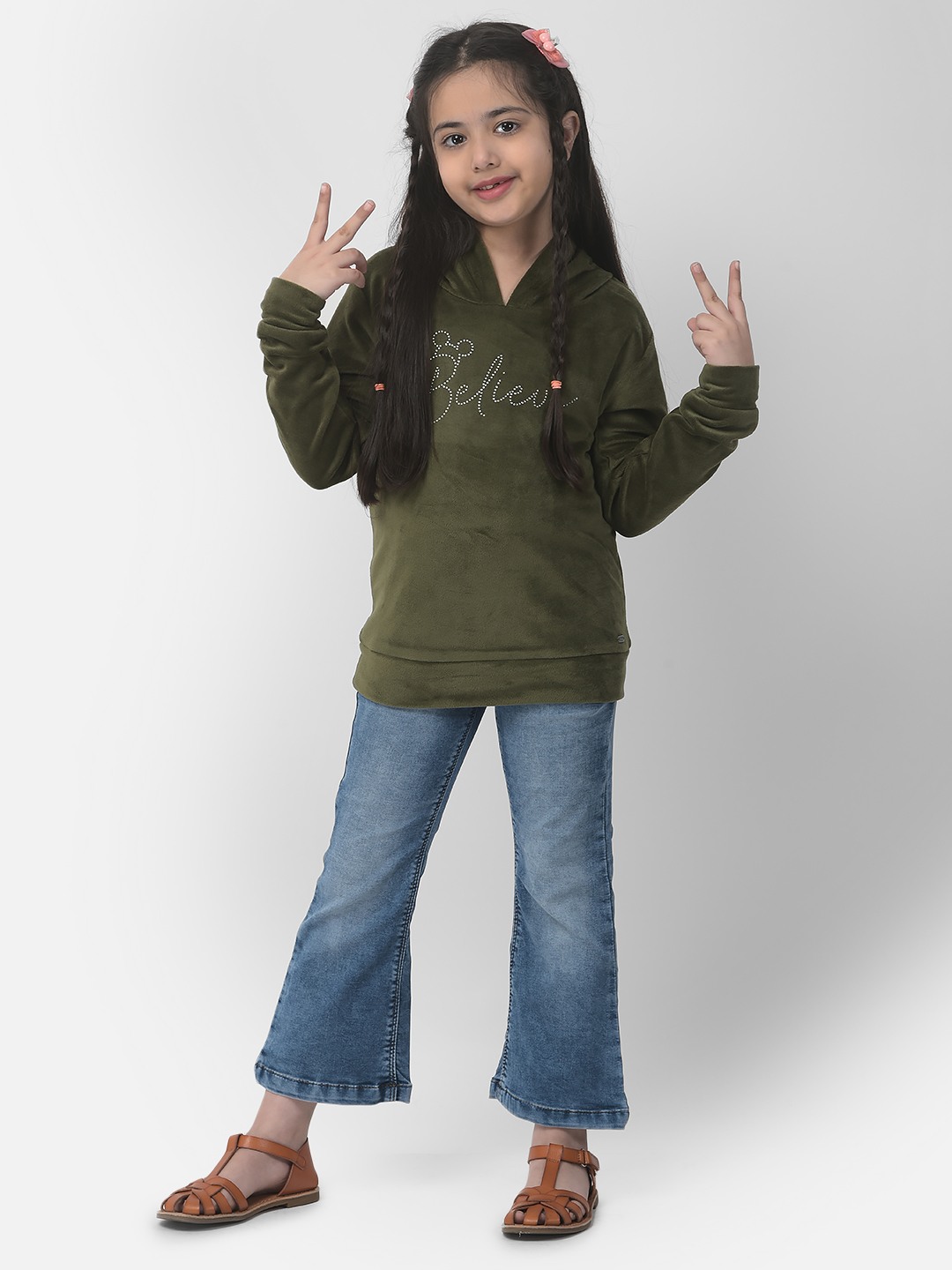 Crimsoune Club Girls Blue Boot-Cut Denims