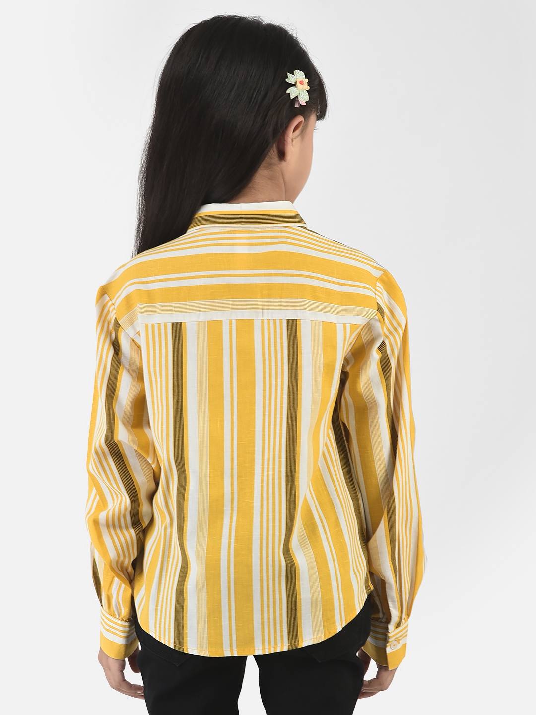 Crimsoune Club | Crimsoune Club Girls Yellow Shirt in Barcode Stripes 1