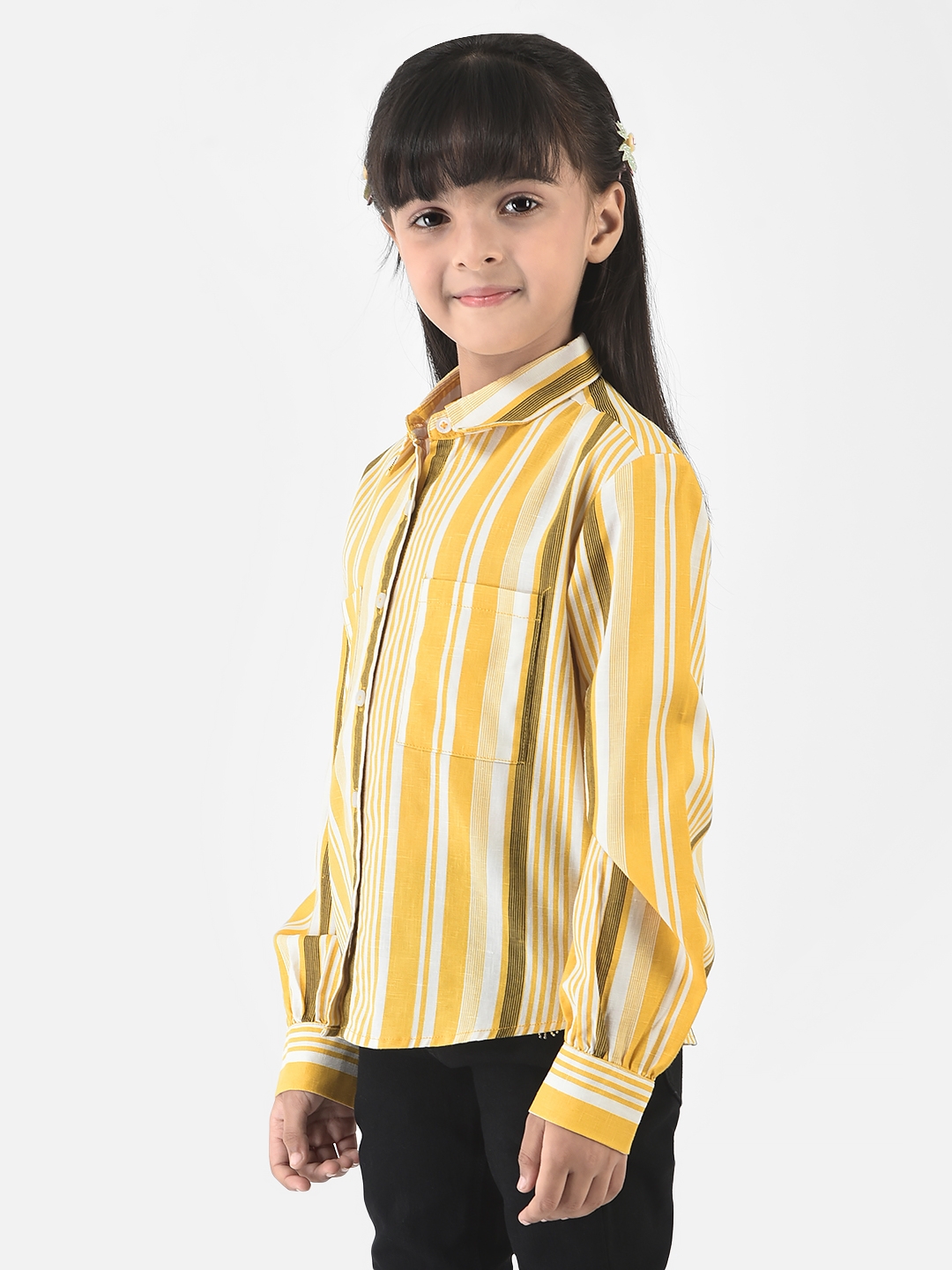 Crimsoune Club | Crimsoune Club Girls Yellow Shirt in Barcode Stripes 3