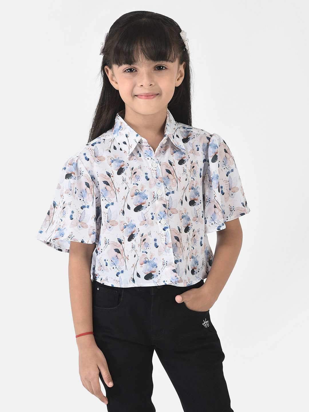 Crimsoune Club Girls High-Low Top in Floral Print