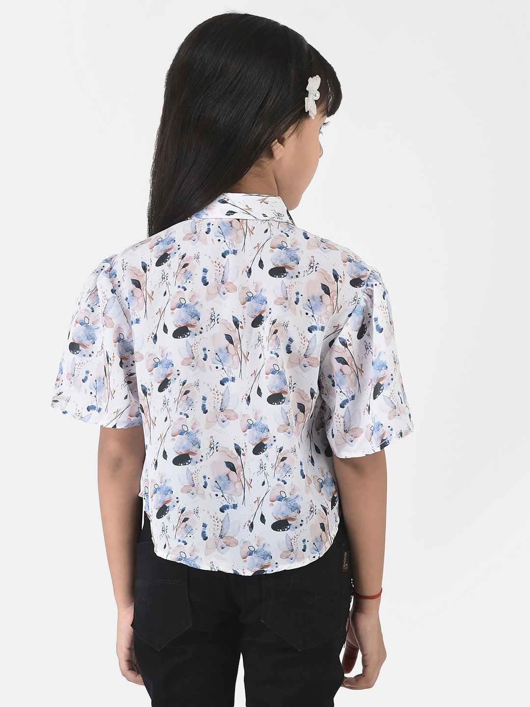 Crimsoune Club Girls High-Low Top in Floral Print