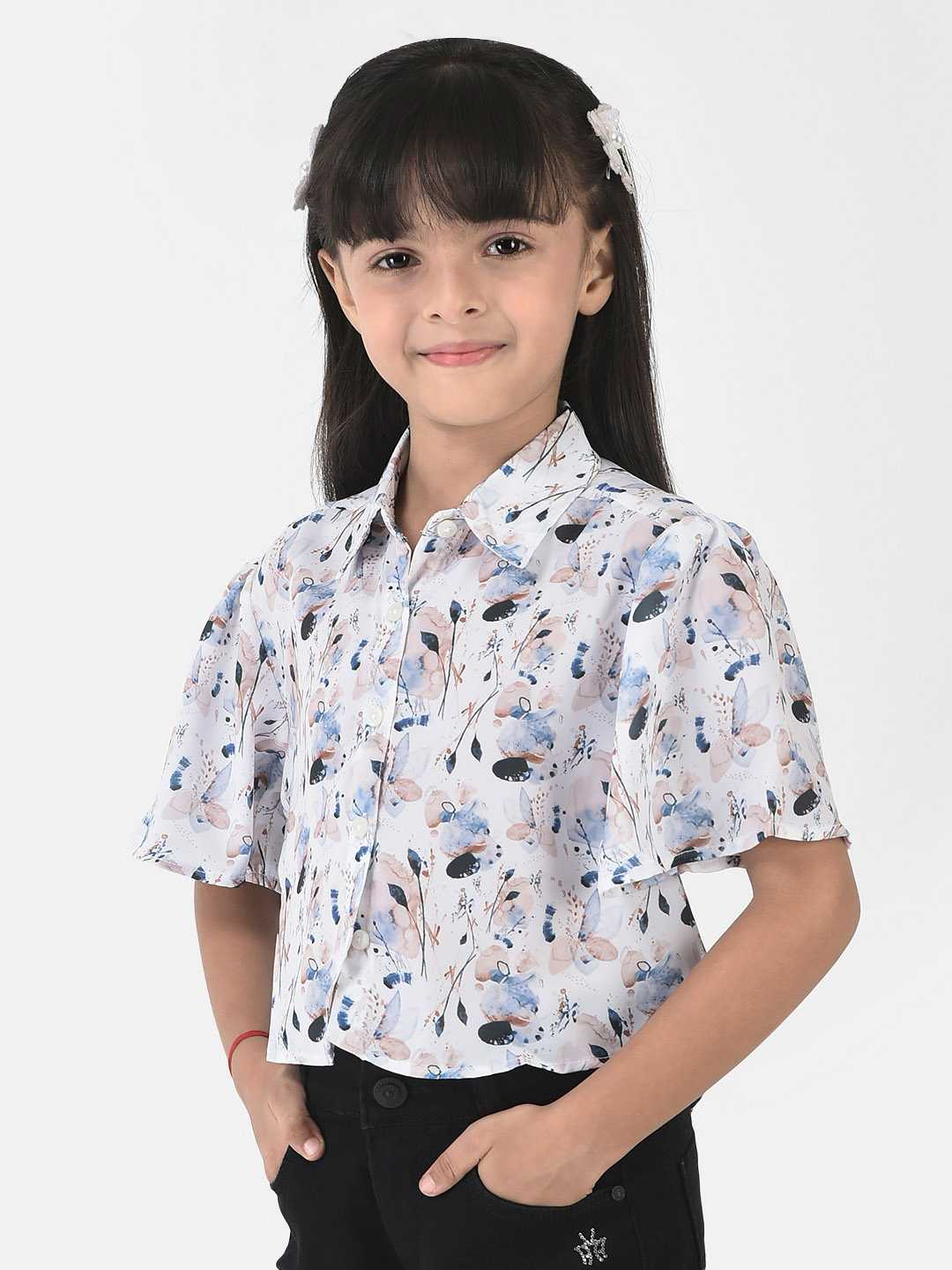 Crimsoune Club Girls High-Low Top in Floral Print