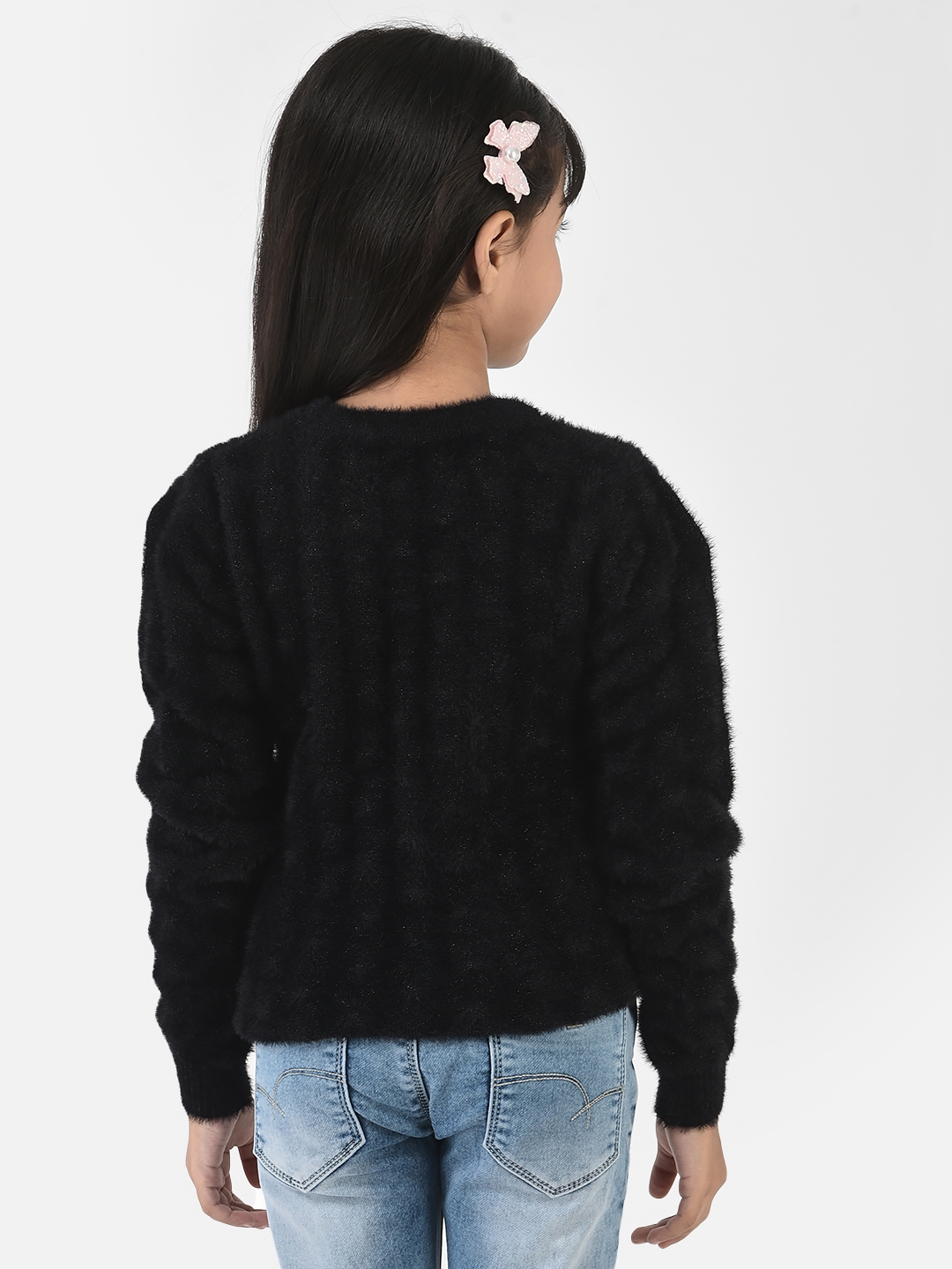 Crimsoune Club | Crimsoune Club Girls Black Sweater in Self-Designed Print 1