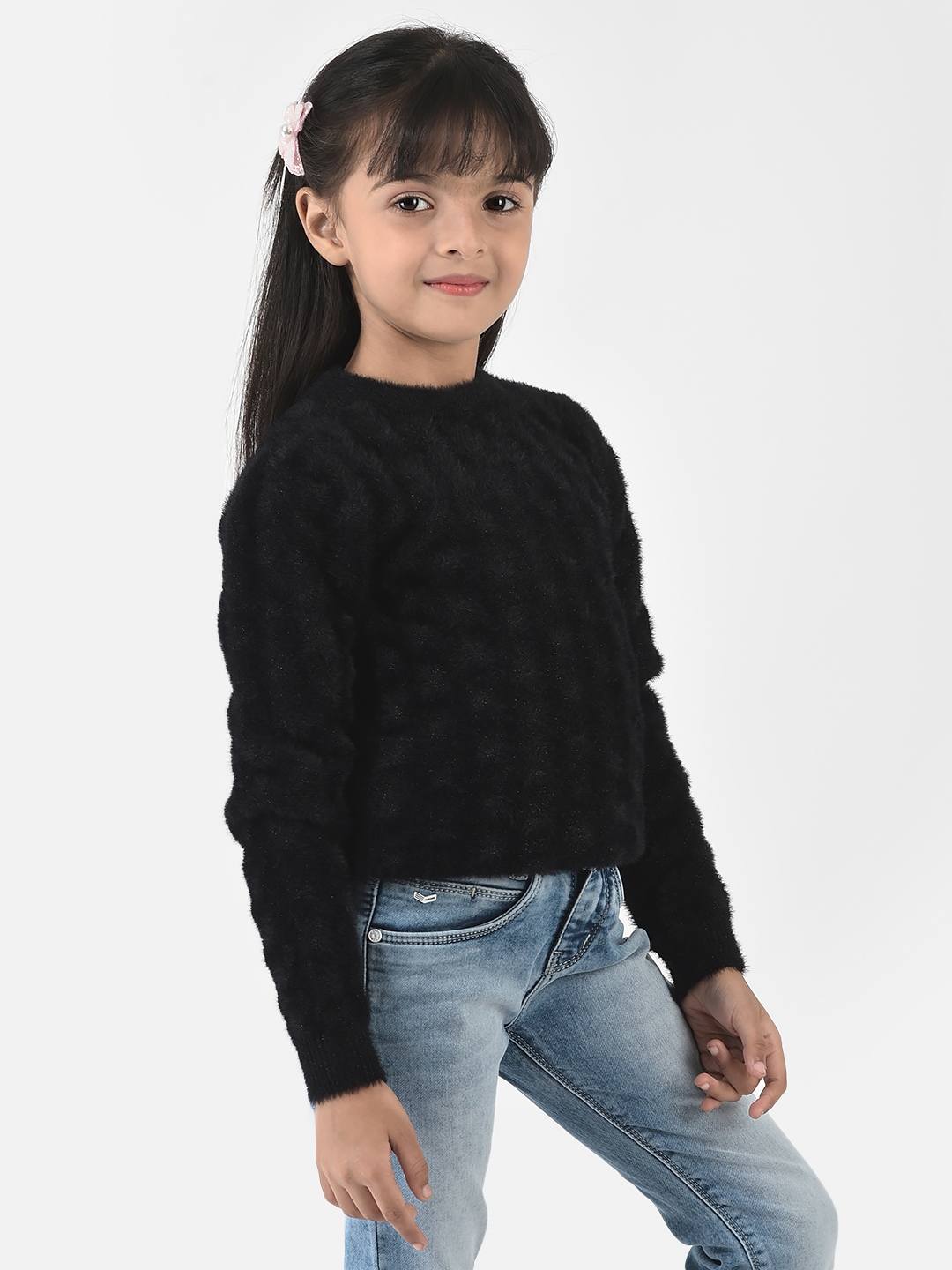 Crimsoune Club | Crimsoune Club Girls Black Sweater in Self-Designed Print 2