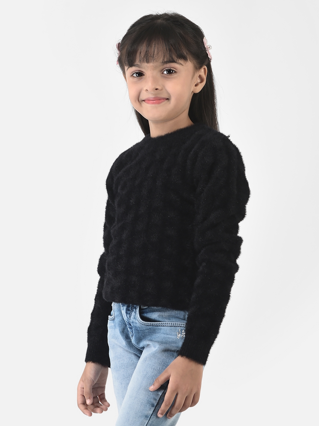 Crimsoune Club | Crimsoune Club Girls Black Sweater in Self-Designed Print 3