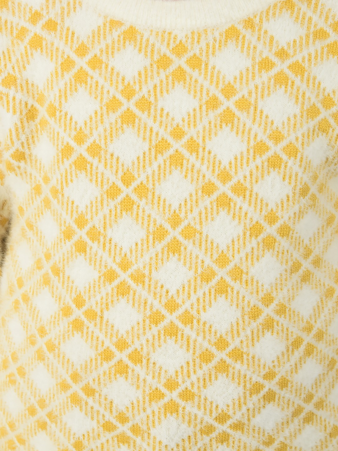 Crimsoune Club Girls Mustard Yellow Checkered Sweater