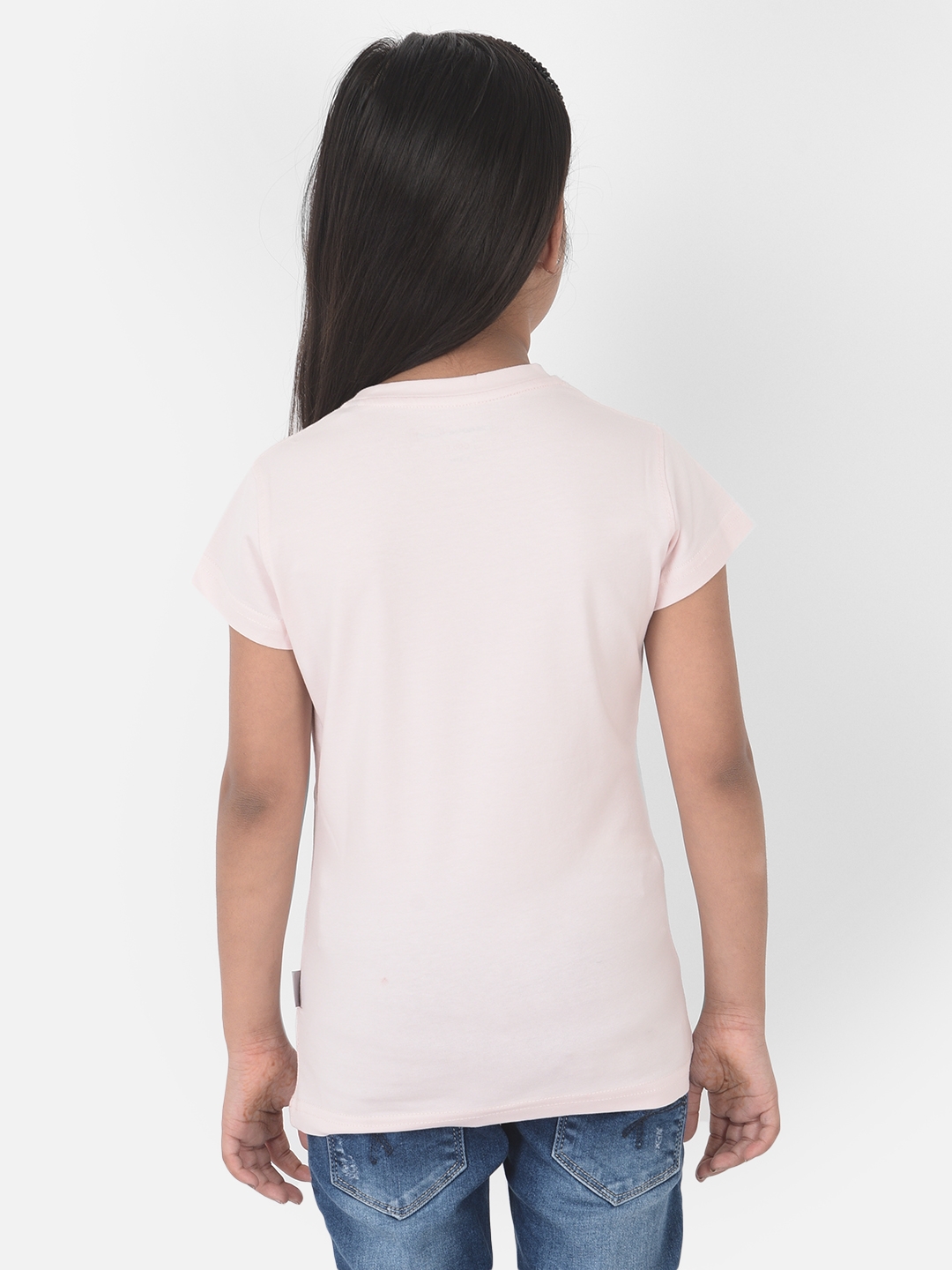 Crimsoune Club | Crimsoune Club Girls Light Pink Printed Round Neck T-Shirt 1