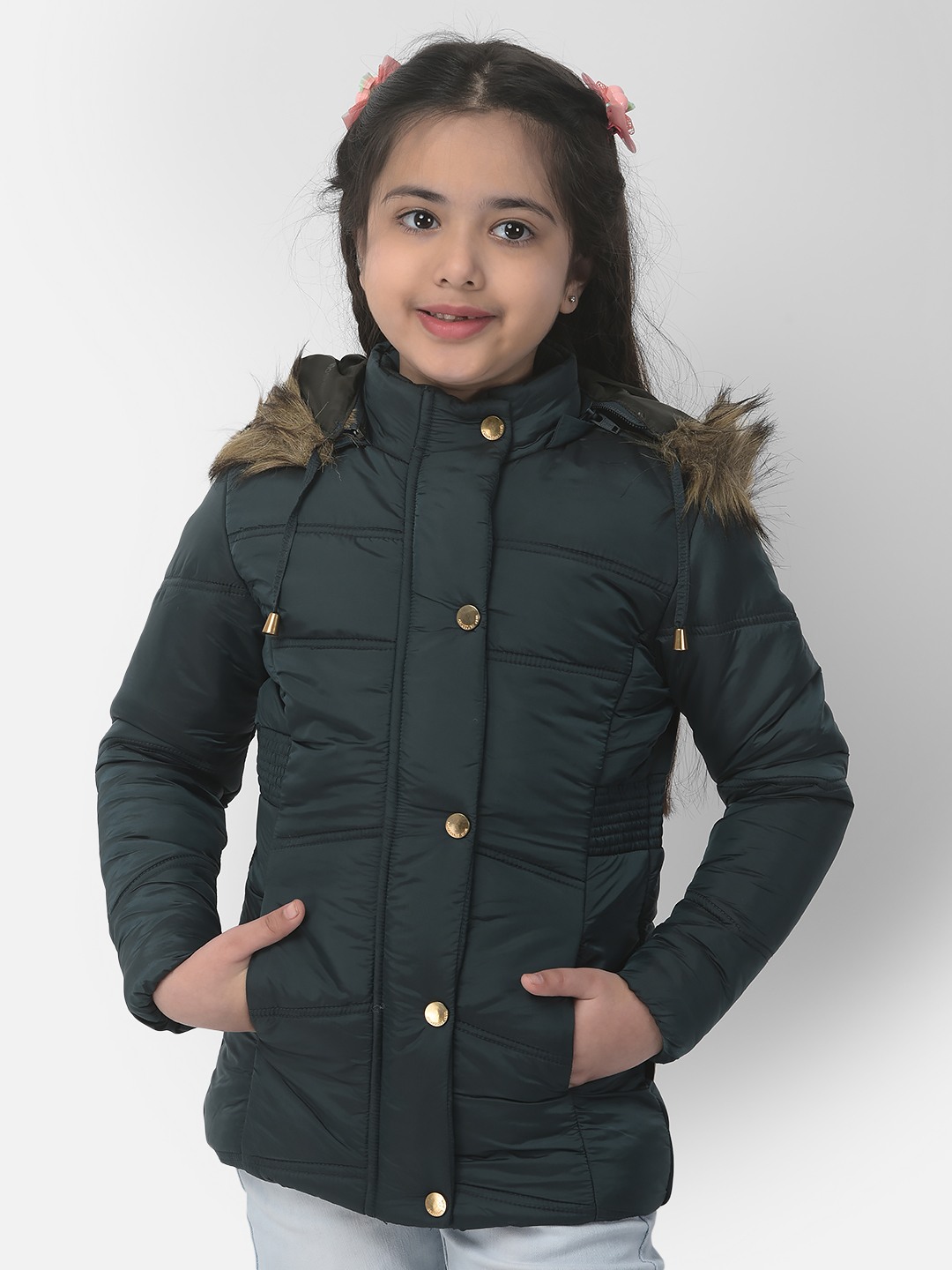 Crimsoune Club | Crimsoune Club Girls Emerald Green Padded Jacket 0