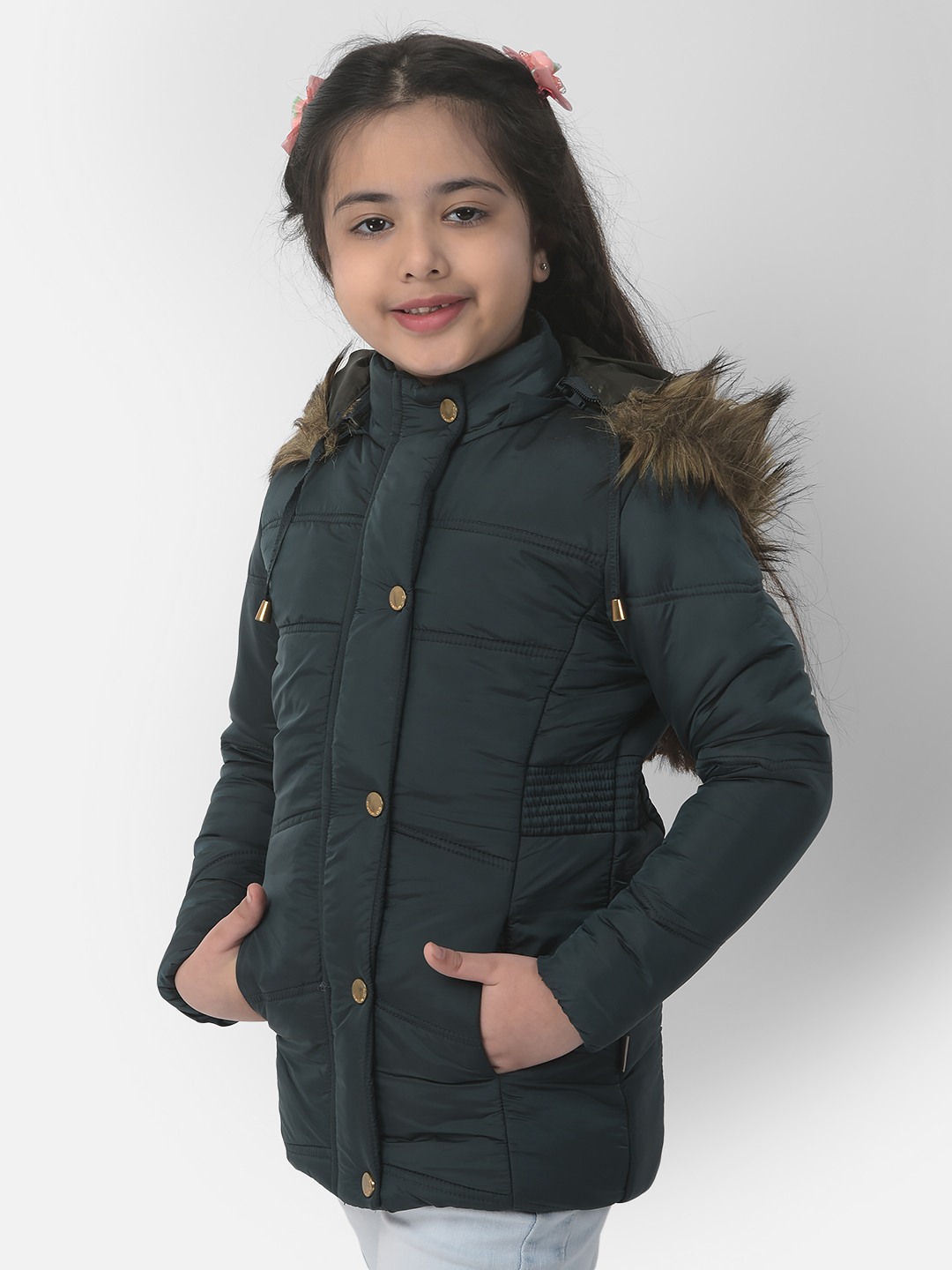 Crimsoune Club | Crimsoune Club Girls Emerald Green Padded Jacket 2