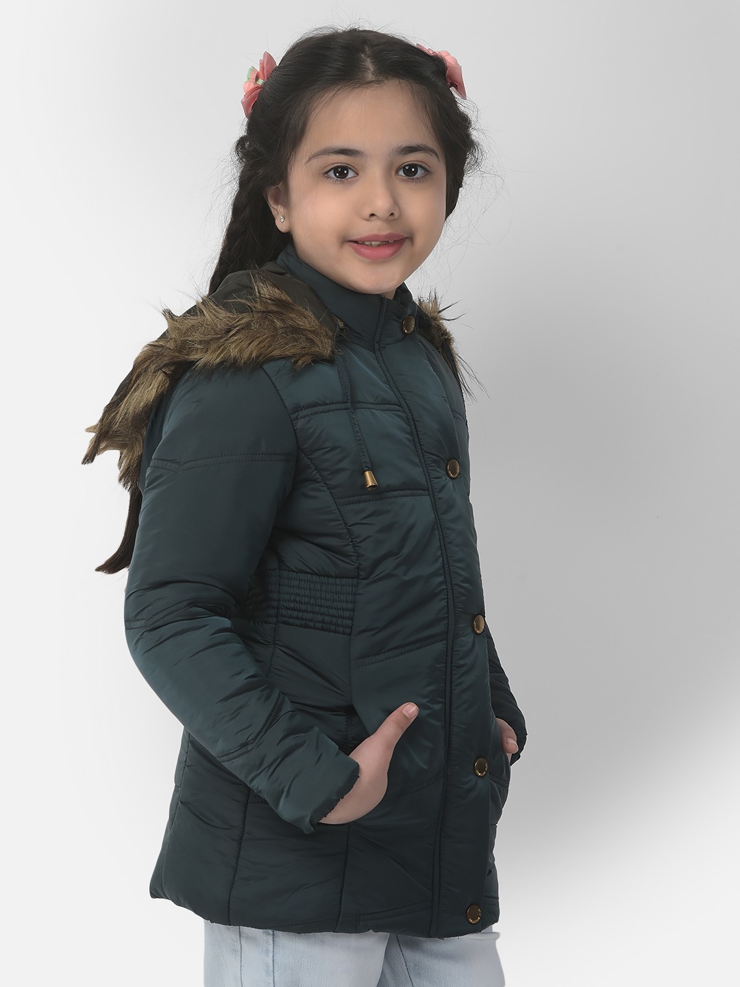 Crimsoune Club | Crimsoune Club Girls Emerald Green Padded Jacket 3